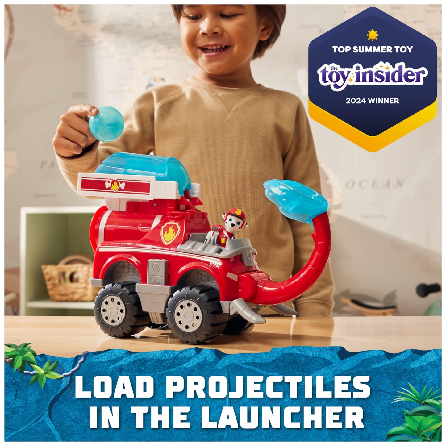 Paw Patrol Jungle Pups Marshall Elephant Fire Truck with Projectile Launcher | 3+ Toy