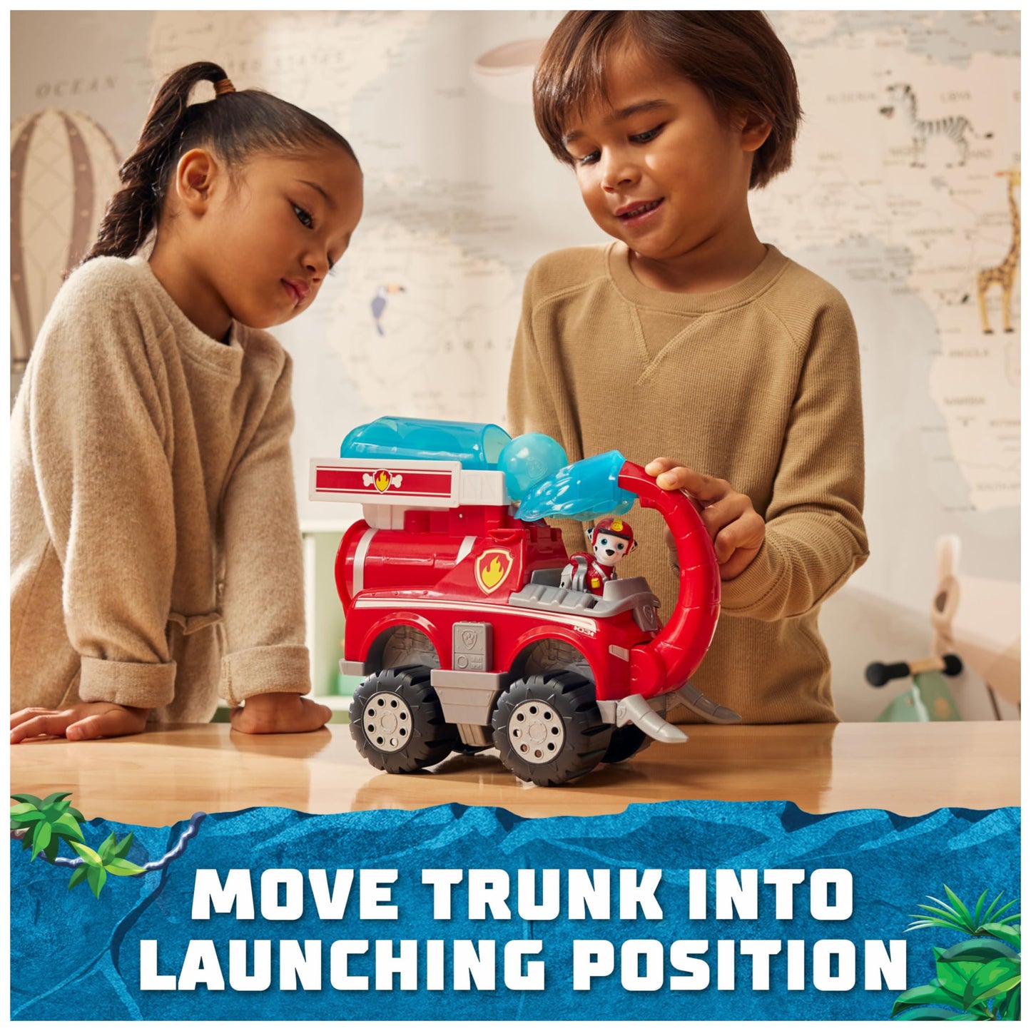 Paw Patrol Jungle Pups Marshall Elephant Fire Truck with Projectile Launcher | 3+ Toy