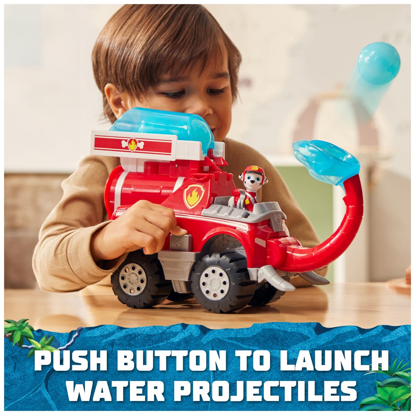 Paw Patrol Jungle Pups Marshall Elephant Fire Truck with Projectile Launcher | 3+ Toy