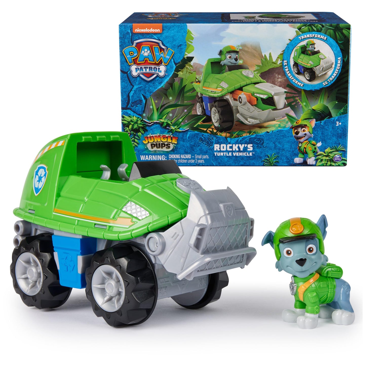 Paw Patrol Jungle Pups Rocky Snapping Turtle Vehicle – Transforming Rescue Toy for Ages 3+