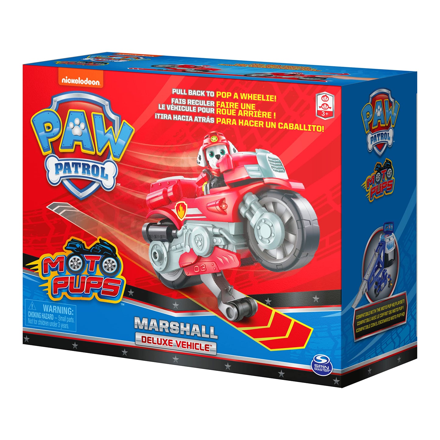 PAW Patrol Marshall Moto Pups Deluxe Vehicle with Wheelie – Pull-Back Action