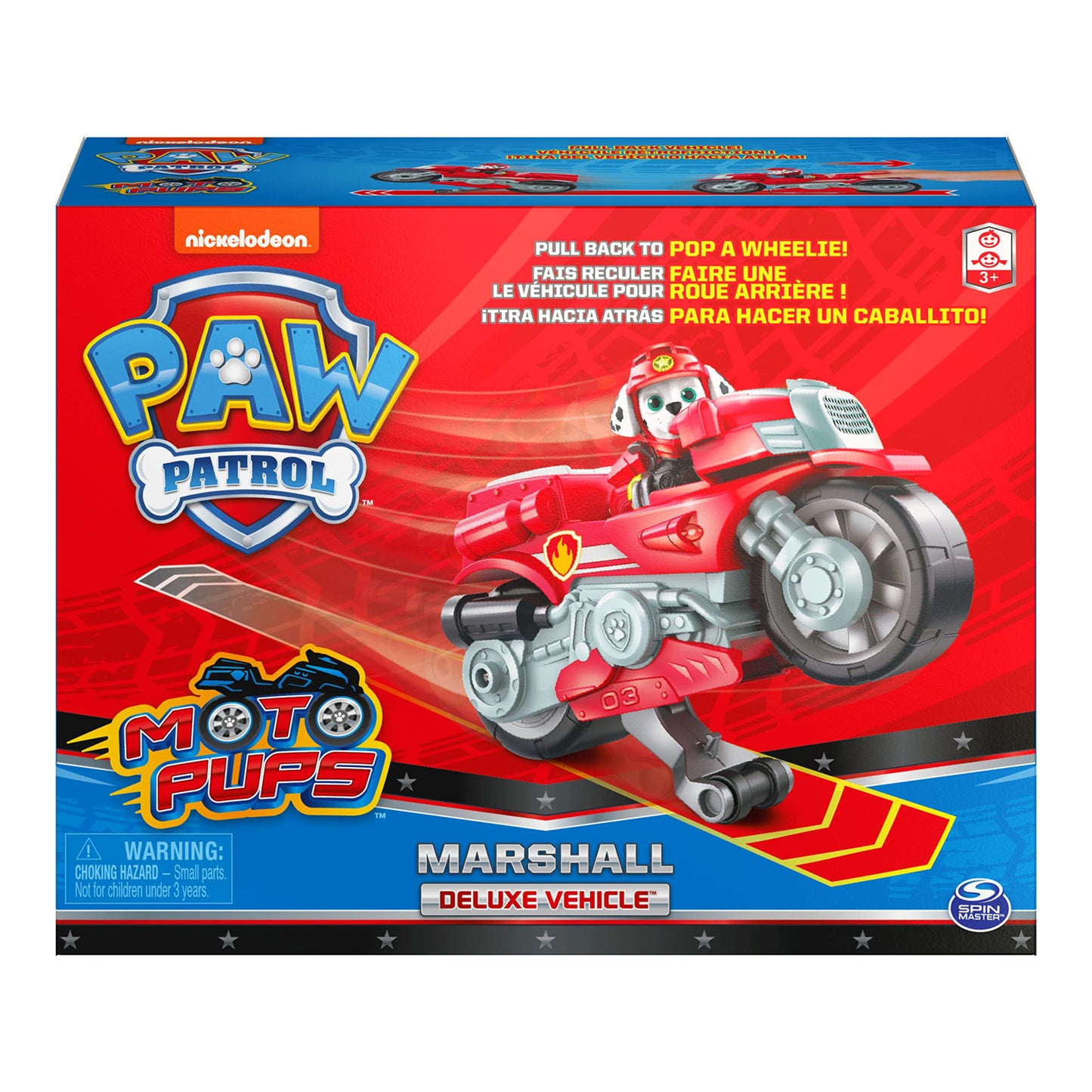 PAW Patrol Marshall Moto Pups Deluxe Vehicle with Wheelie – Pull-Back Action