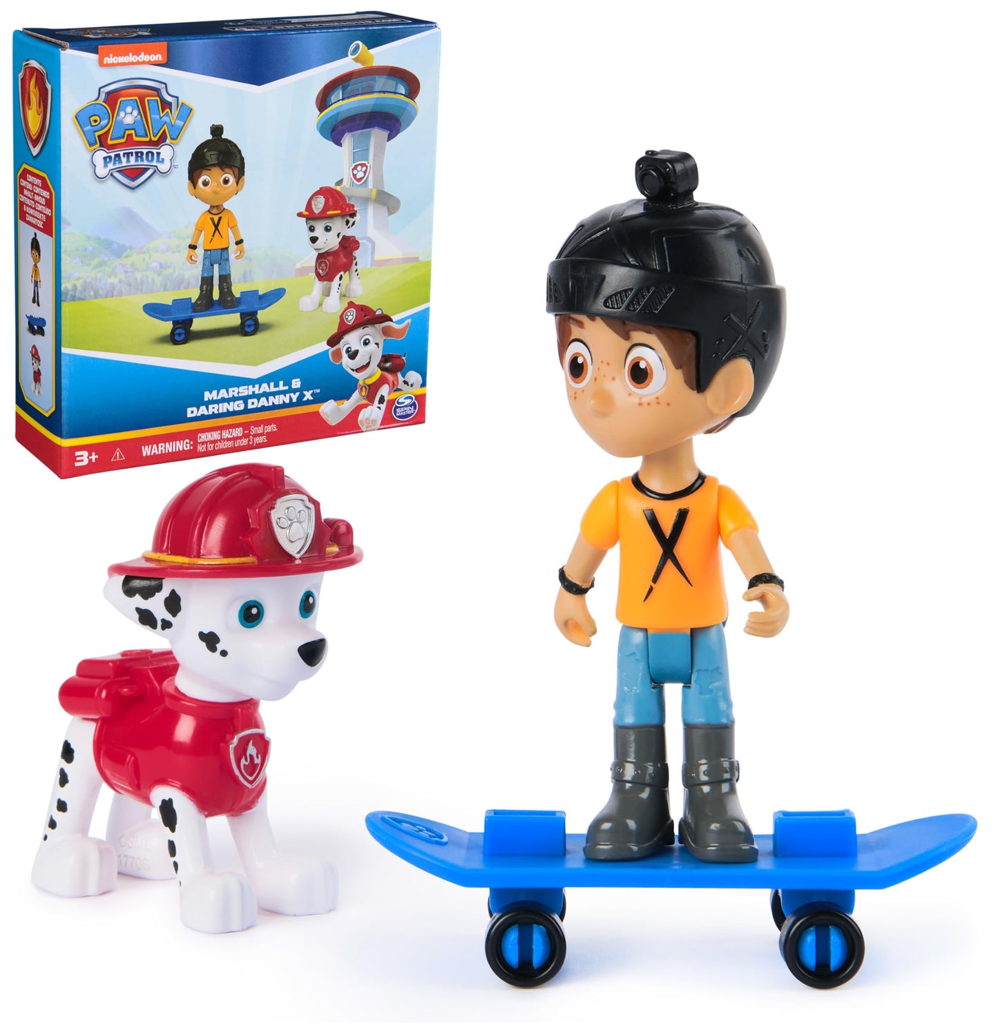 Paw Patrol Marshall & Daring Danny X Figures Set with Skateboard – 3+ Toy Figures