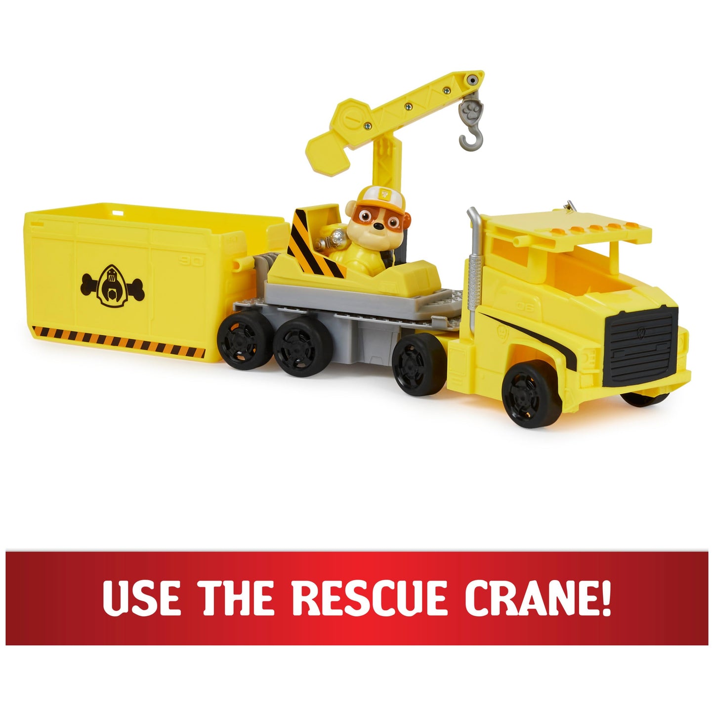 PAW Patrol Rubble Transforming Big Rig Truck with Rescue Crane & Figure | Toys for Ages 3+