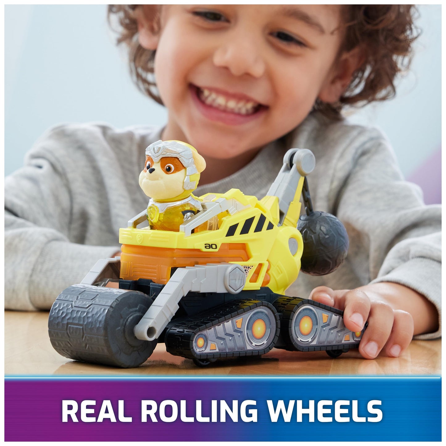 Paw Patrol Mighty Movie Rubble Construction Truck – Lights & Sounds Toy for Kids 3+