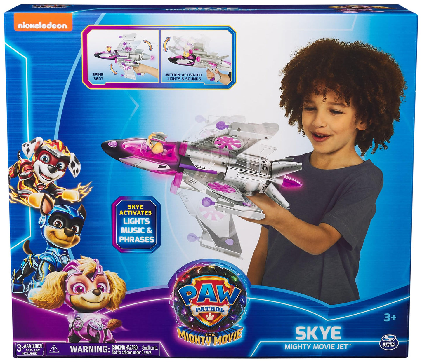 Paw Patrol Mighty Movie Skye Rescue Jet – Lights & Sounds, 15-Inch Play Vehicle