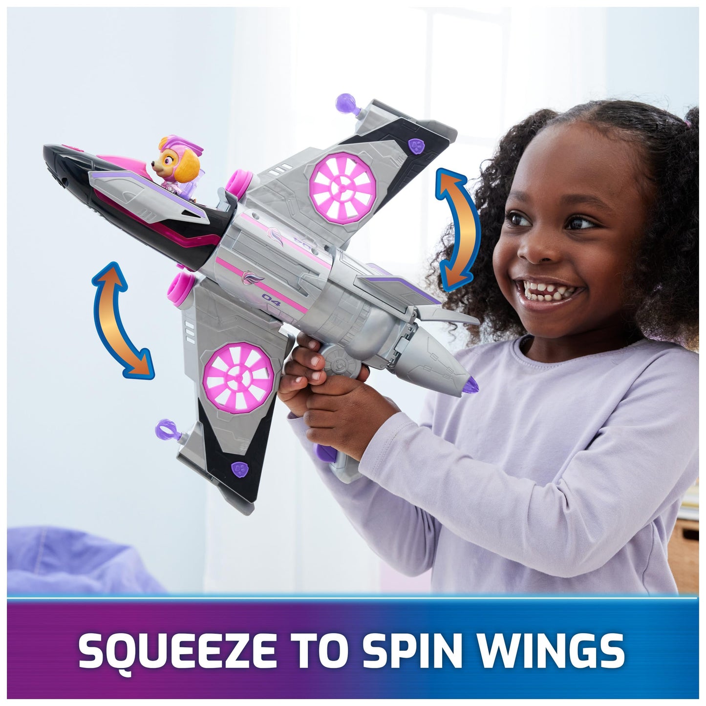 Paw Patrol Mighty Movie Skye Rescue Jet – Lights & Sounds, 15-Inch Play Vehicle