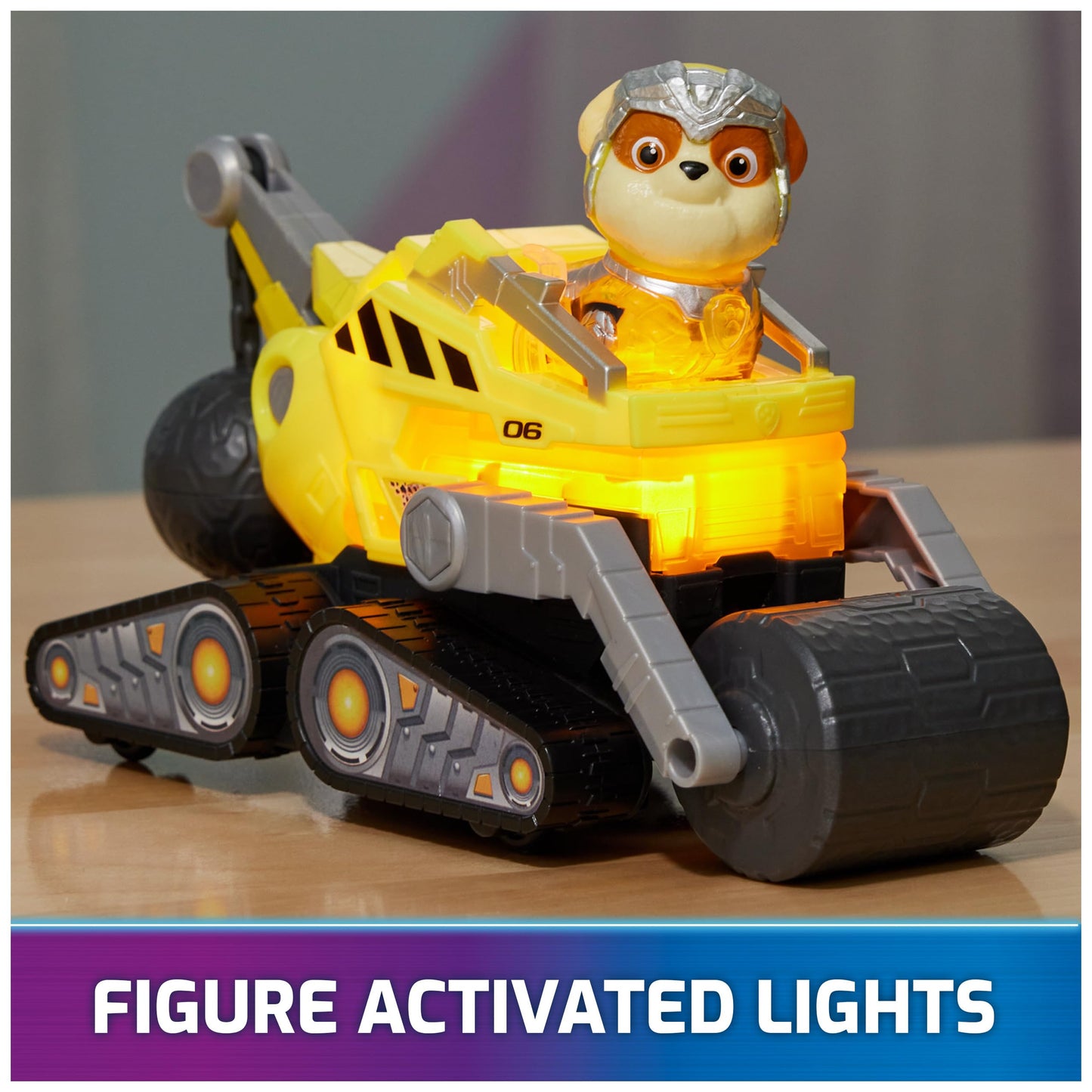 Paw Patrol Mighty Movie Rubble Construction Truck – Lights & Sounds Toy for Kids 3+