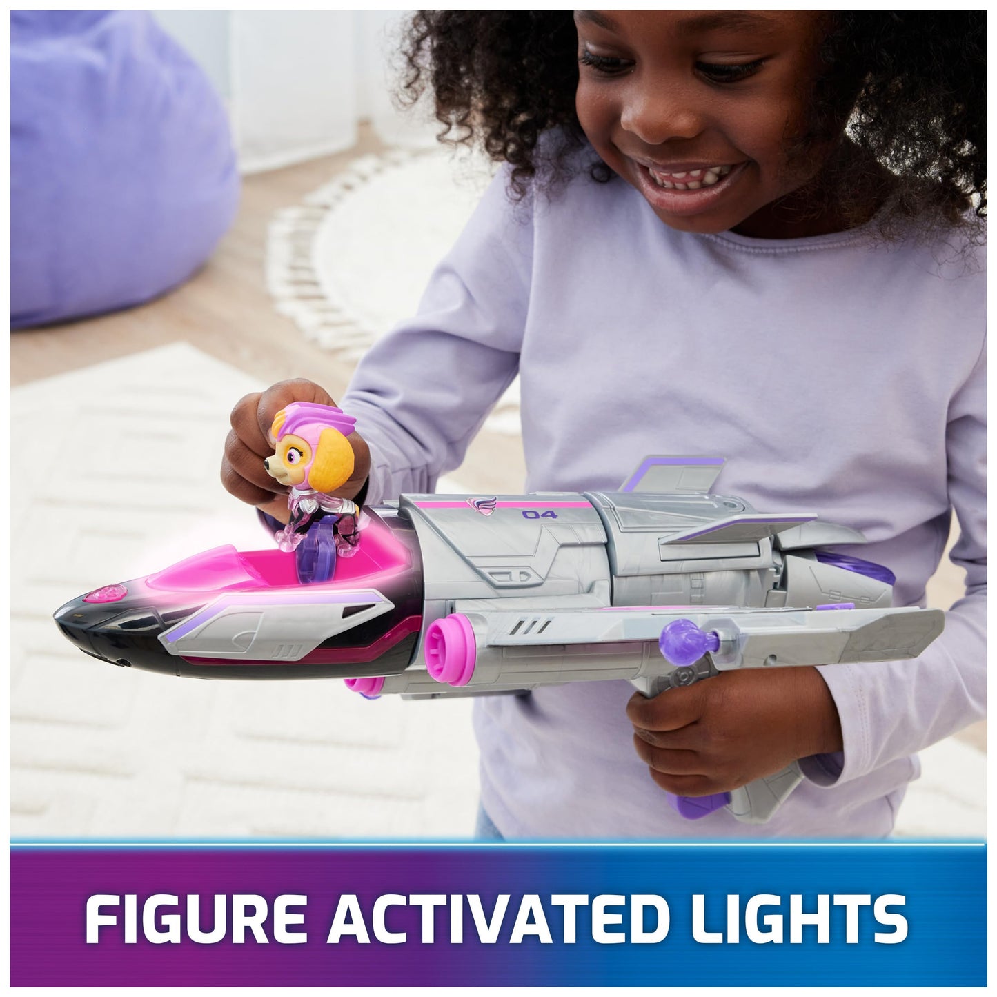 Paw Patrol Mighty Movie Skye Rescue Jet – Lights & Sounds, 15-Inch Play Vehicle