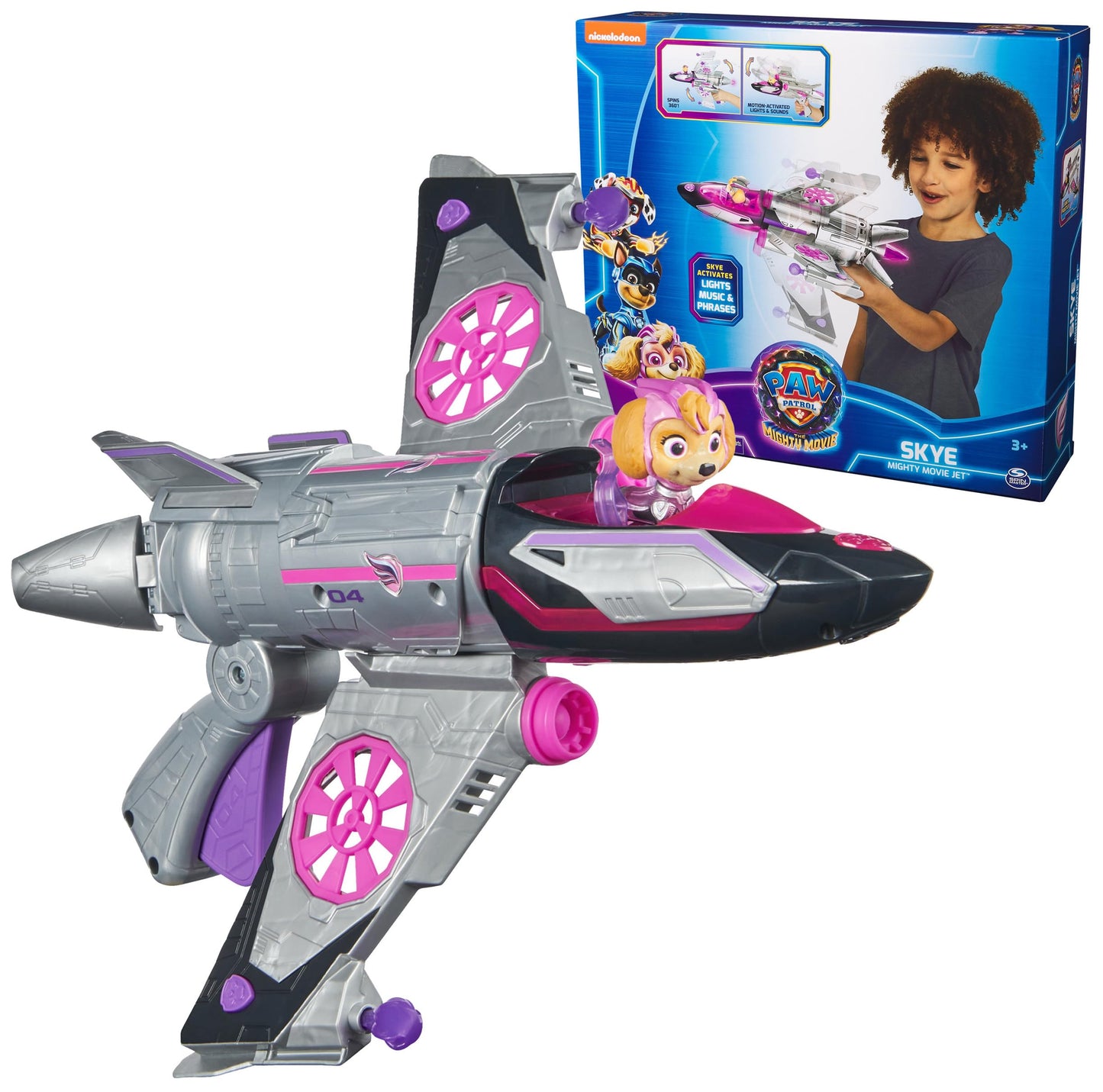 Paw Patrol Mighty Movie Skye Rescue Jet – Lights & Sounds, 15-Inch Play Vehicle