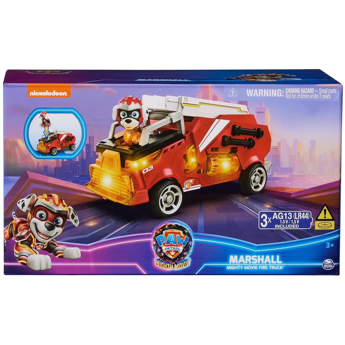 PAW Patrol The Mighty Movie Fire Truck Toy with Marshall – Lights & Sounds