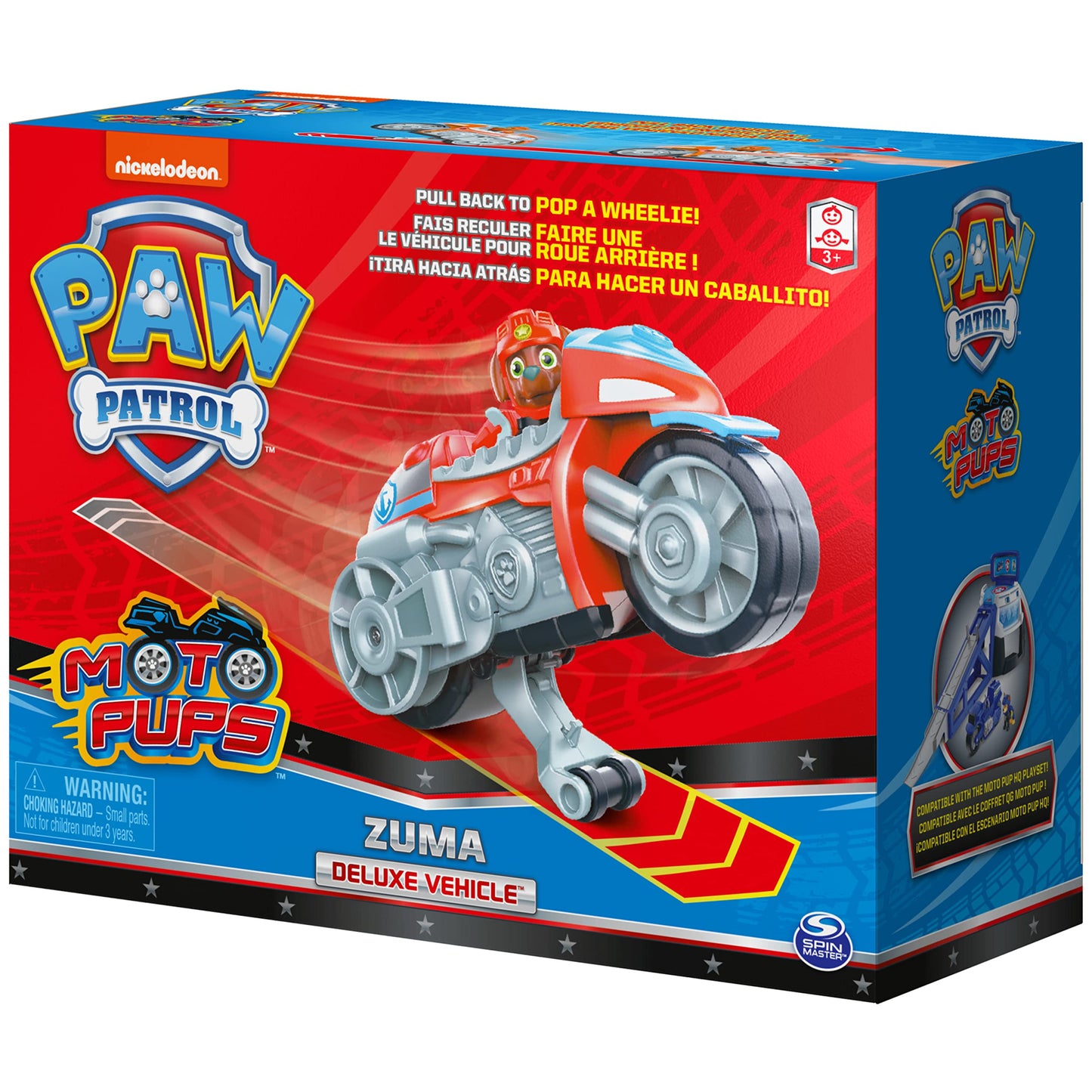 PAW Patrol Zuma Moto Pups Deluxe Vehicle with Wheelie Pull-Back | Zuma Figure Included