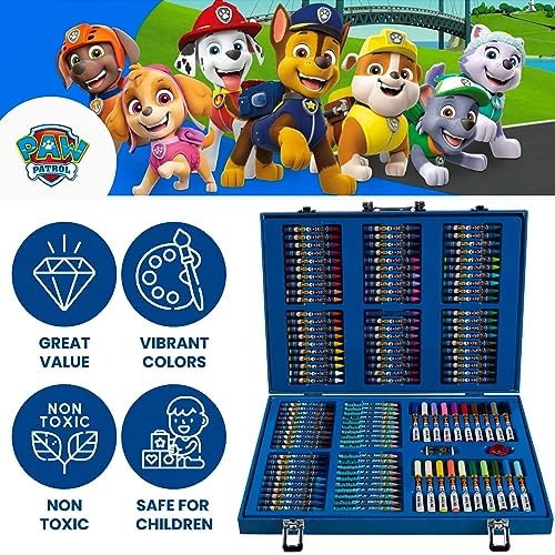 Paw Patrol Colored Pencils Art Kit for Kids – Travel Case with Crayons
