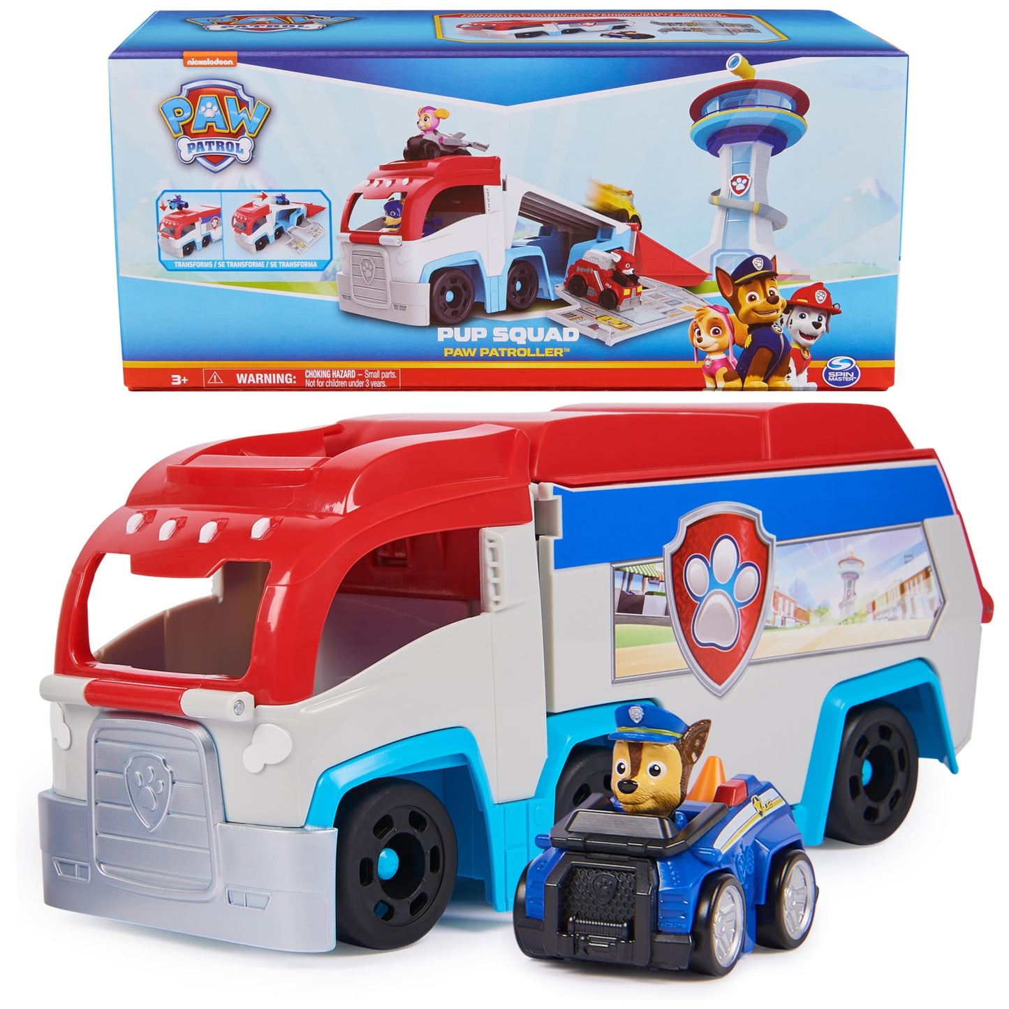 Paw Patrol Pup Squad Patroller with Chase – Transforming Rescue Vehicle Toy