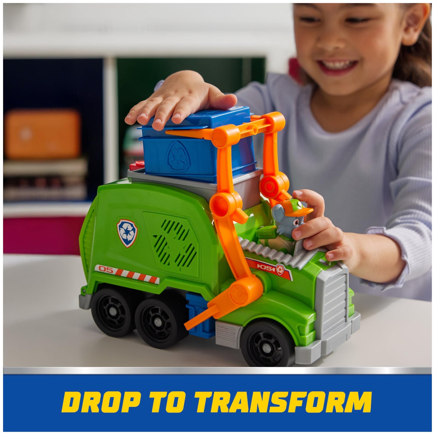 Paw Patrol Crush N’ Roll Recycling Truck with Rocky – Transforming Trash Vehicle Toy for Kids 3+