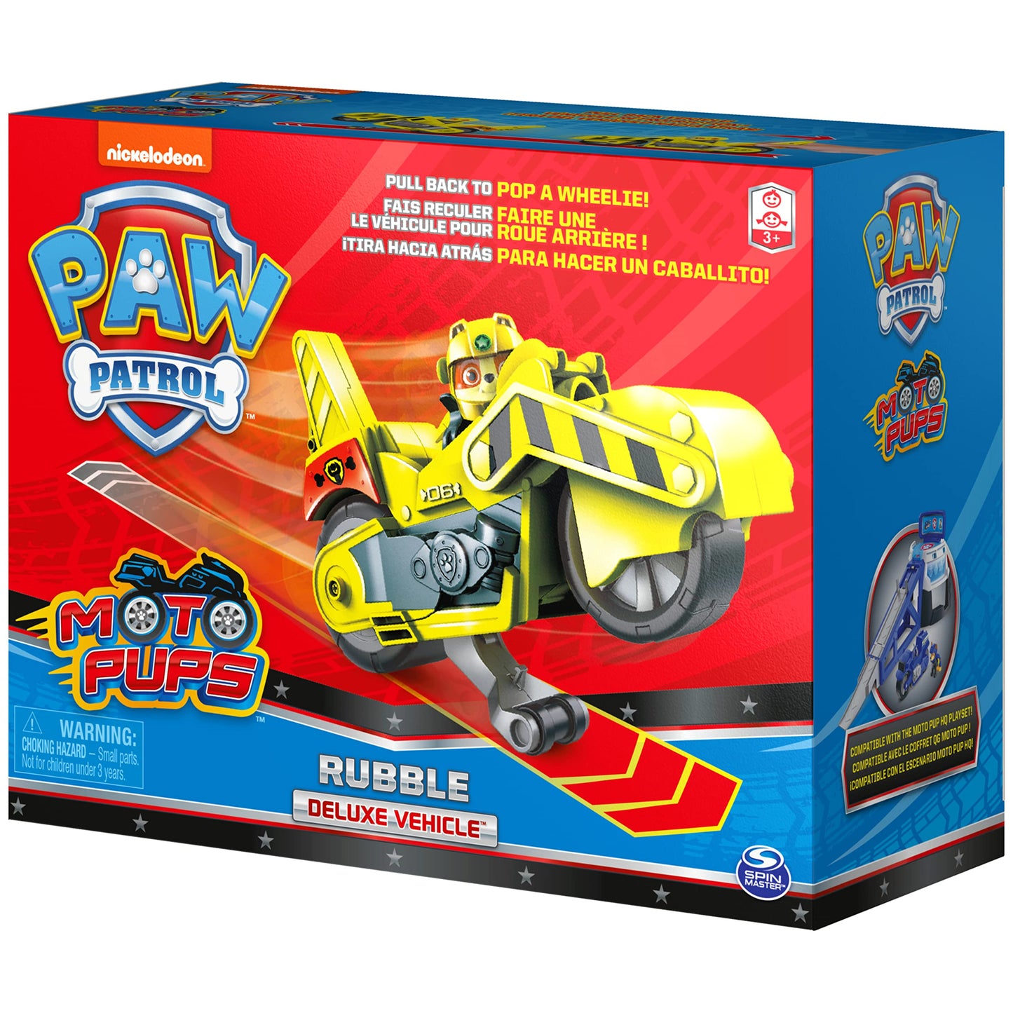PAW Patrol Moto Pups Rubble Deluxe Vehicle – Wheelie Pull-Back & Figure