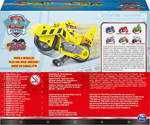 PAW Patrol Moto Pups Rubble Deluxe Vehicle – Wheelie Pull-Back & Figure