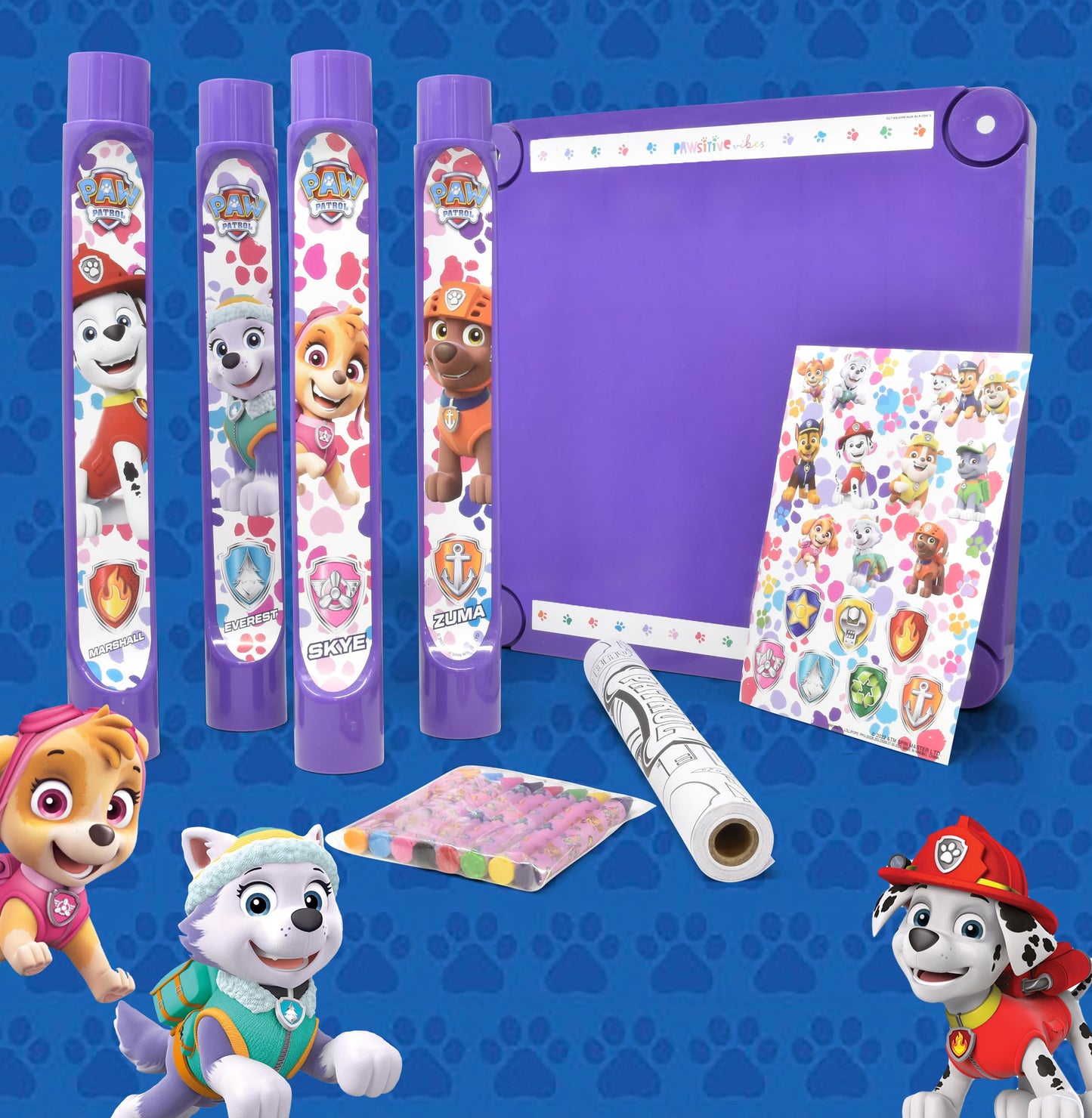 Paw Patrol Coloring & Craft Art Table for Kids – Purple Table & 16ft Paper Roll