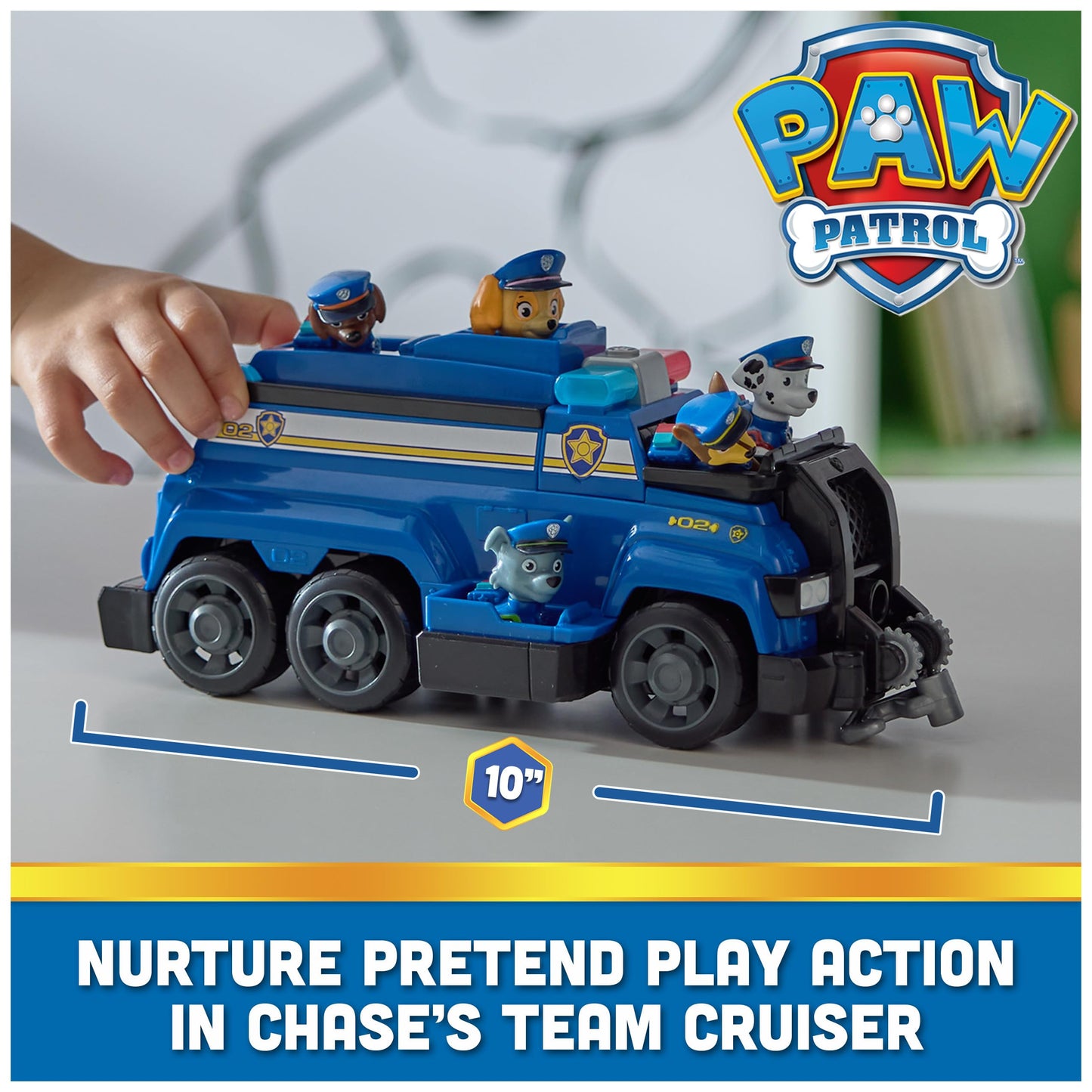 PAW Patrol Team Cruiser — Large 10-Inch Vehicle with 6 Exclusive Figures (Chase, Marshall, Skye, Rubble, Rocky & Zuma)