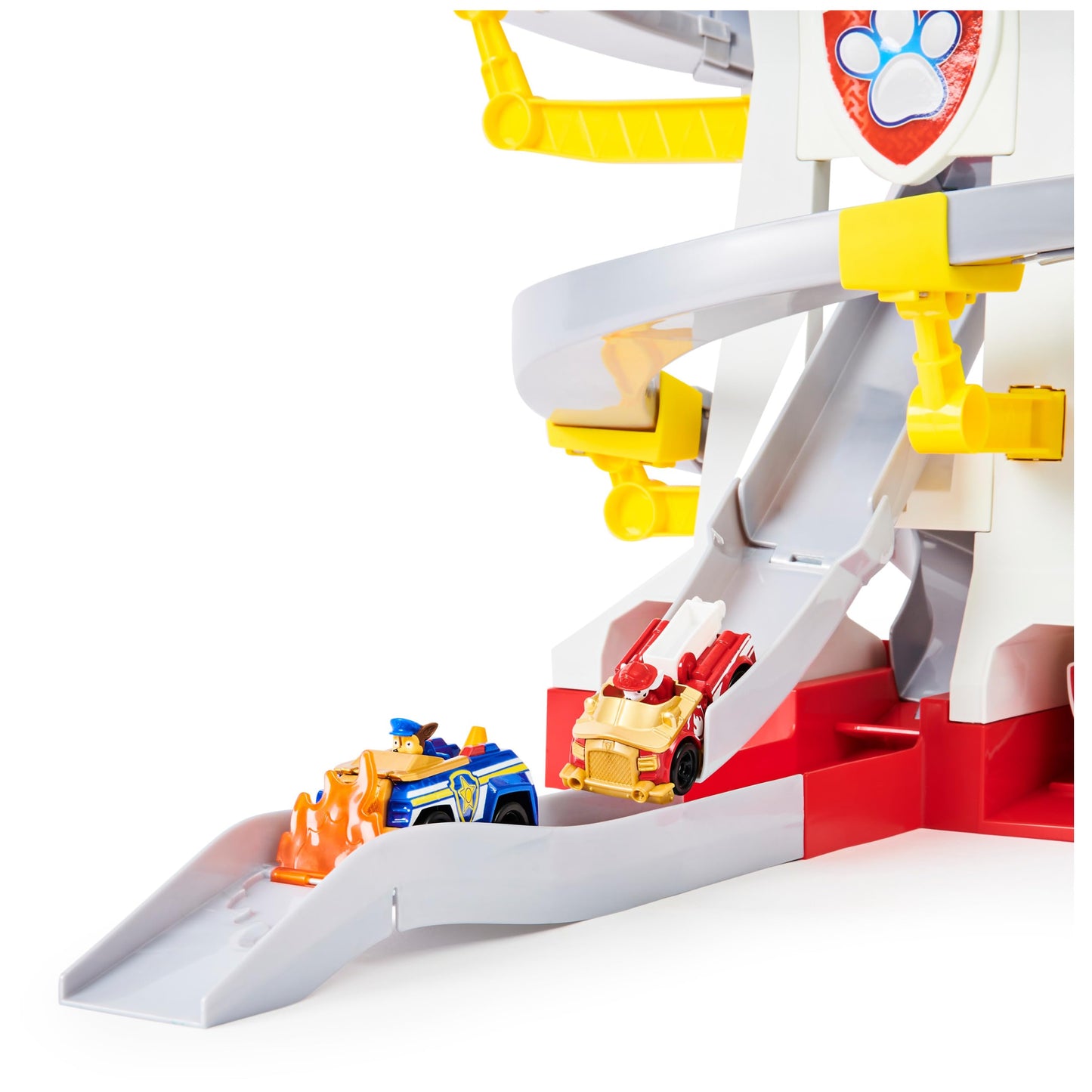 PAW Patrol Adventure Bay Lookout Tower Playset with 2 Exclusive True Metal Vehicles (Chase & Marshall) – Twin Track Rescue