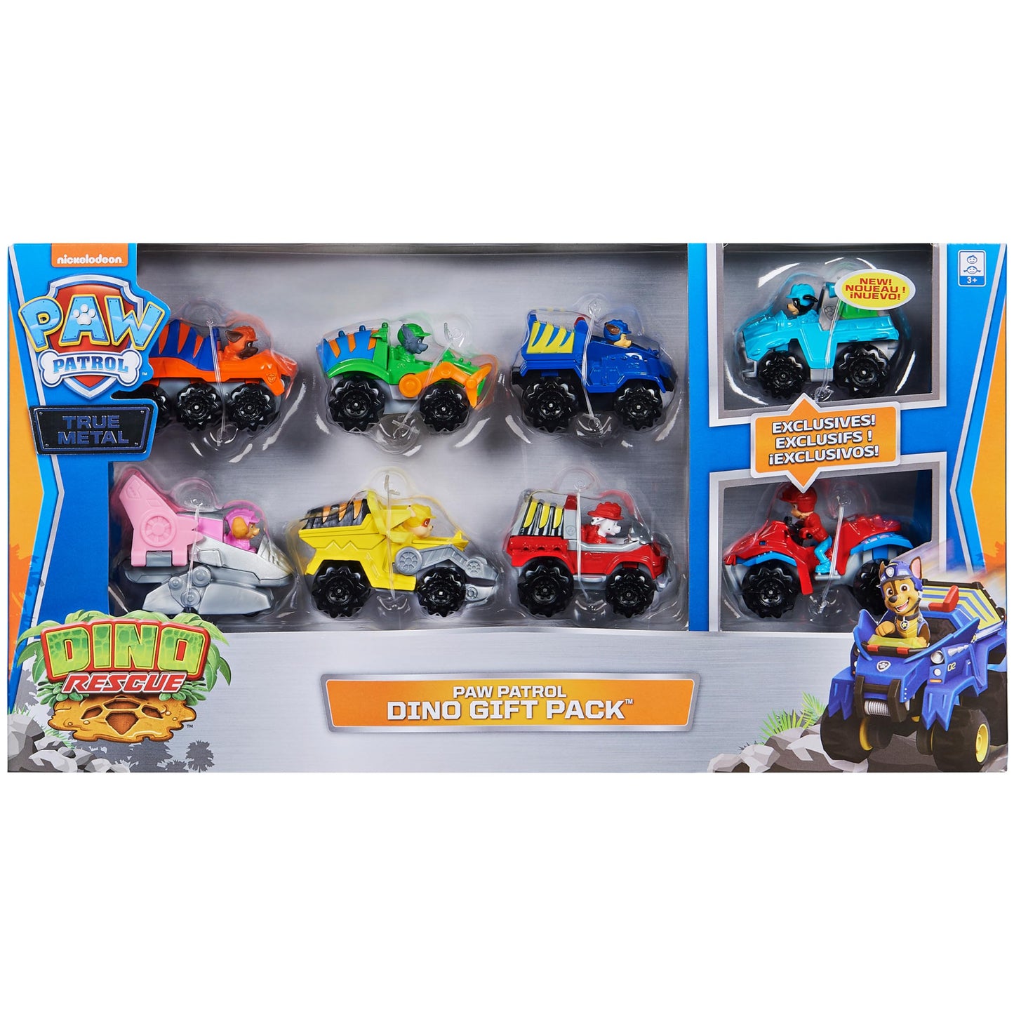 Paw Patrol True Metal Dino Rescue Gift Pack – 8 Die-Cast Vehicles, 1:55 Scale