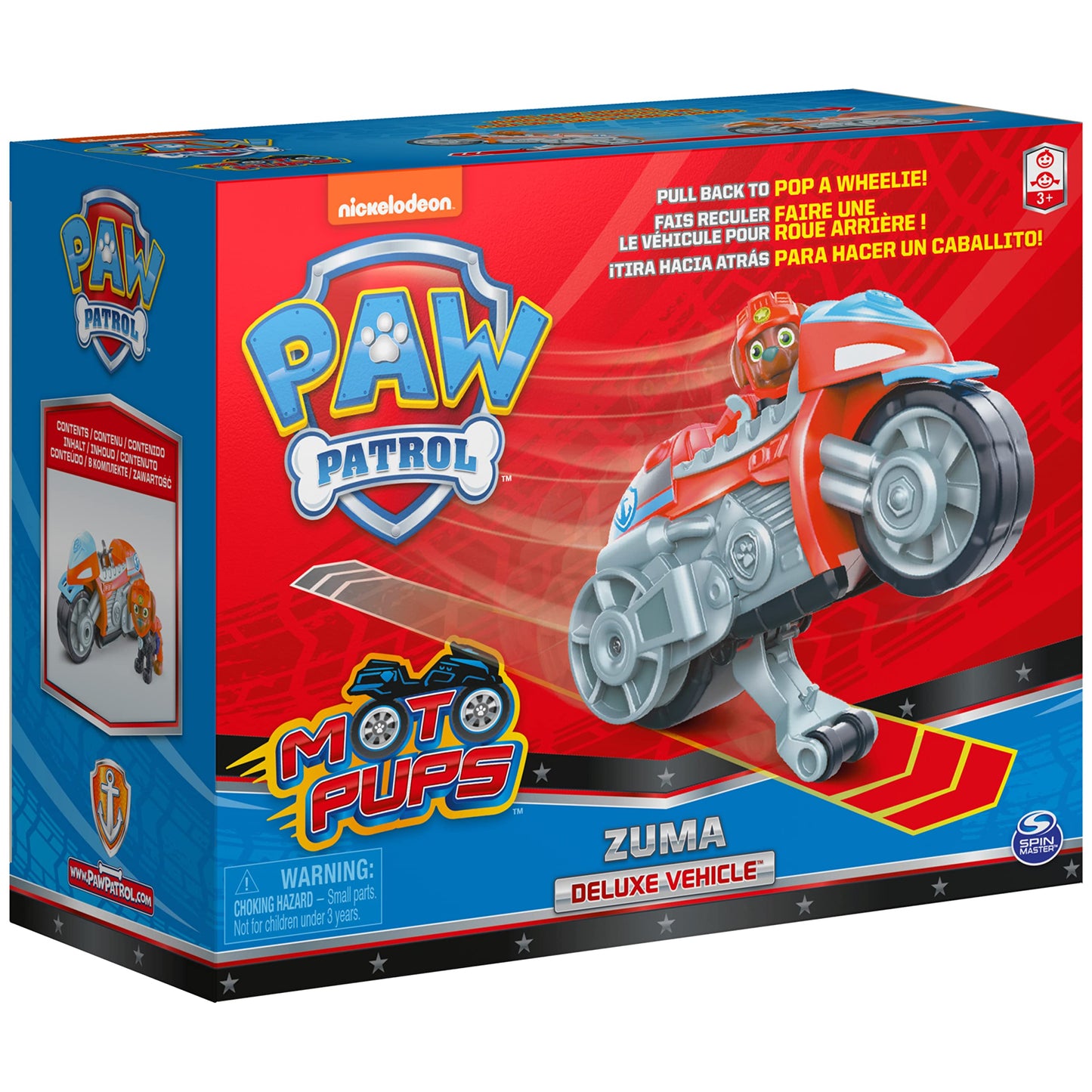 PAW Patrol Zuma Moto Pups Deluxe Vehicle with Wheelie Pull-Back | Zuma Figure Included
