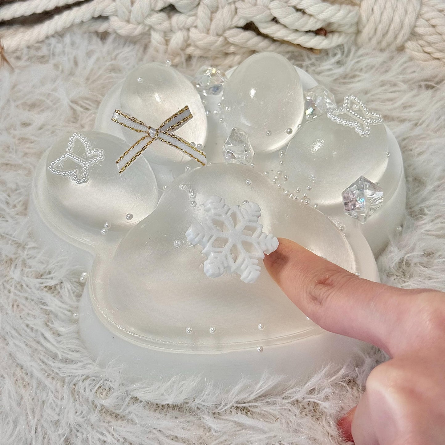 Pawfect Tail Big Taba Paw – 5in Transparent Milky Cat Paw Squishy for Stress Relief