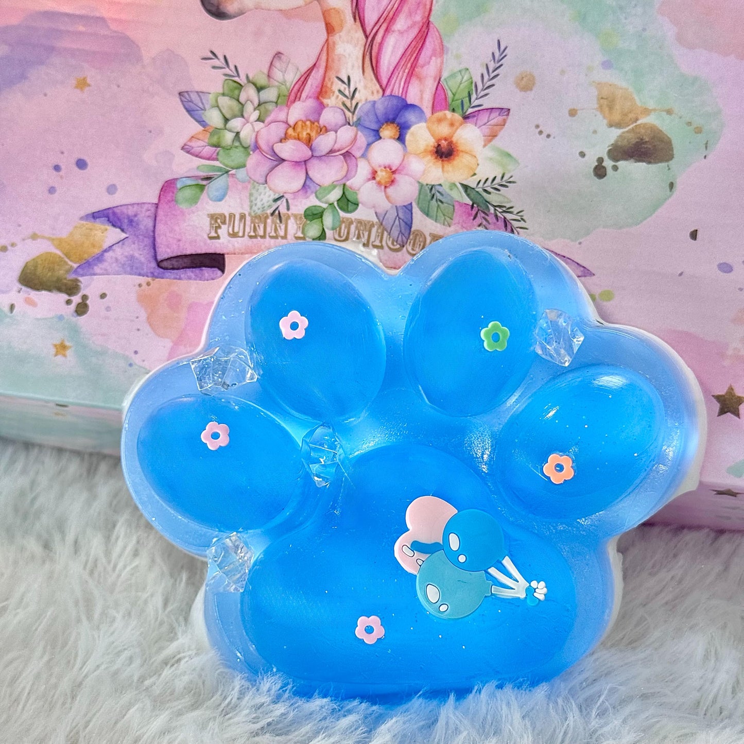 Pawfect Tail Big Taba Squishy Paw – 5-Inch Glittering Blue & White Squeeze Toy
