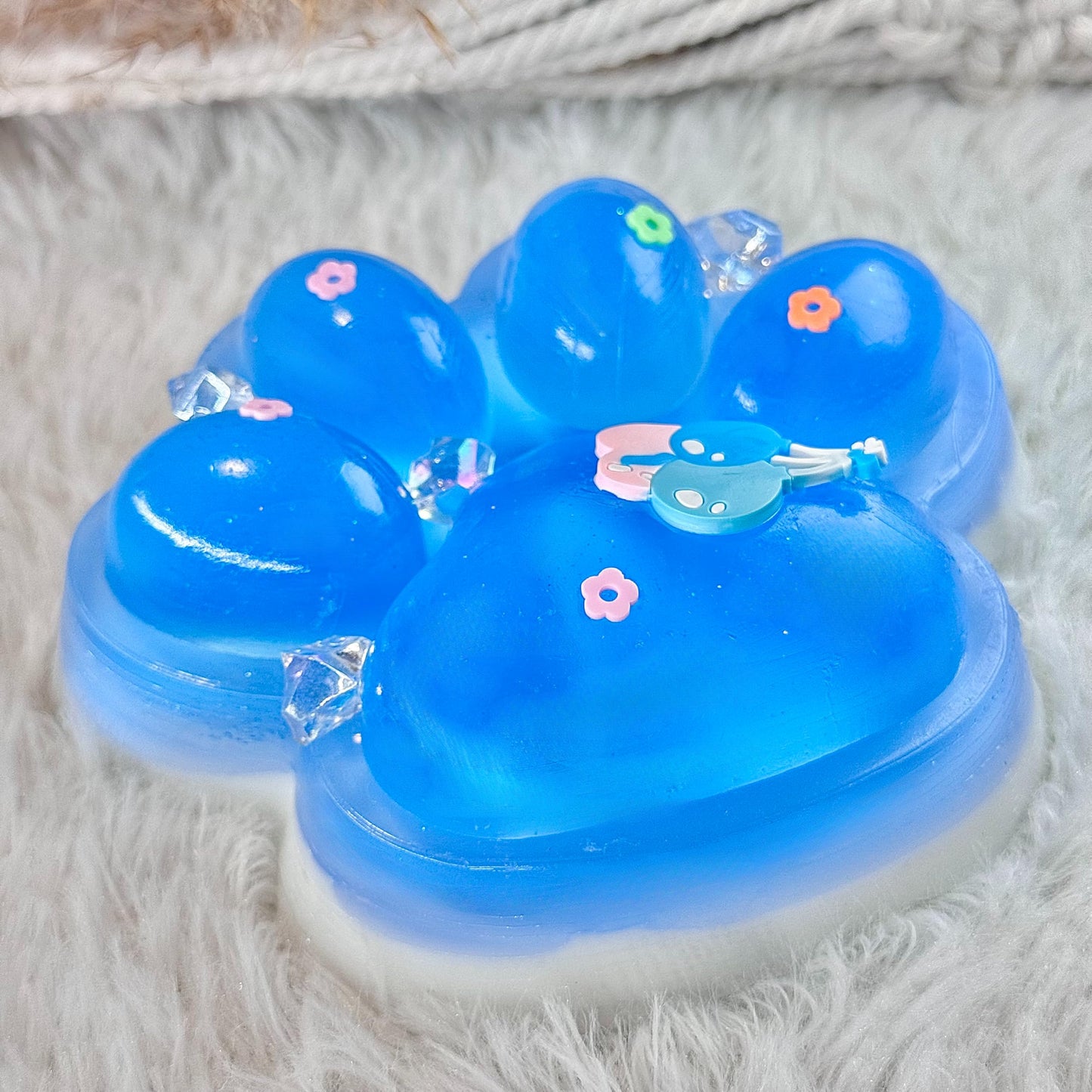 Pawfect Tail Big Taba Squishy Paw – 5-Inch Glittering Blue & White Squeeze Toy