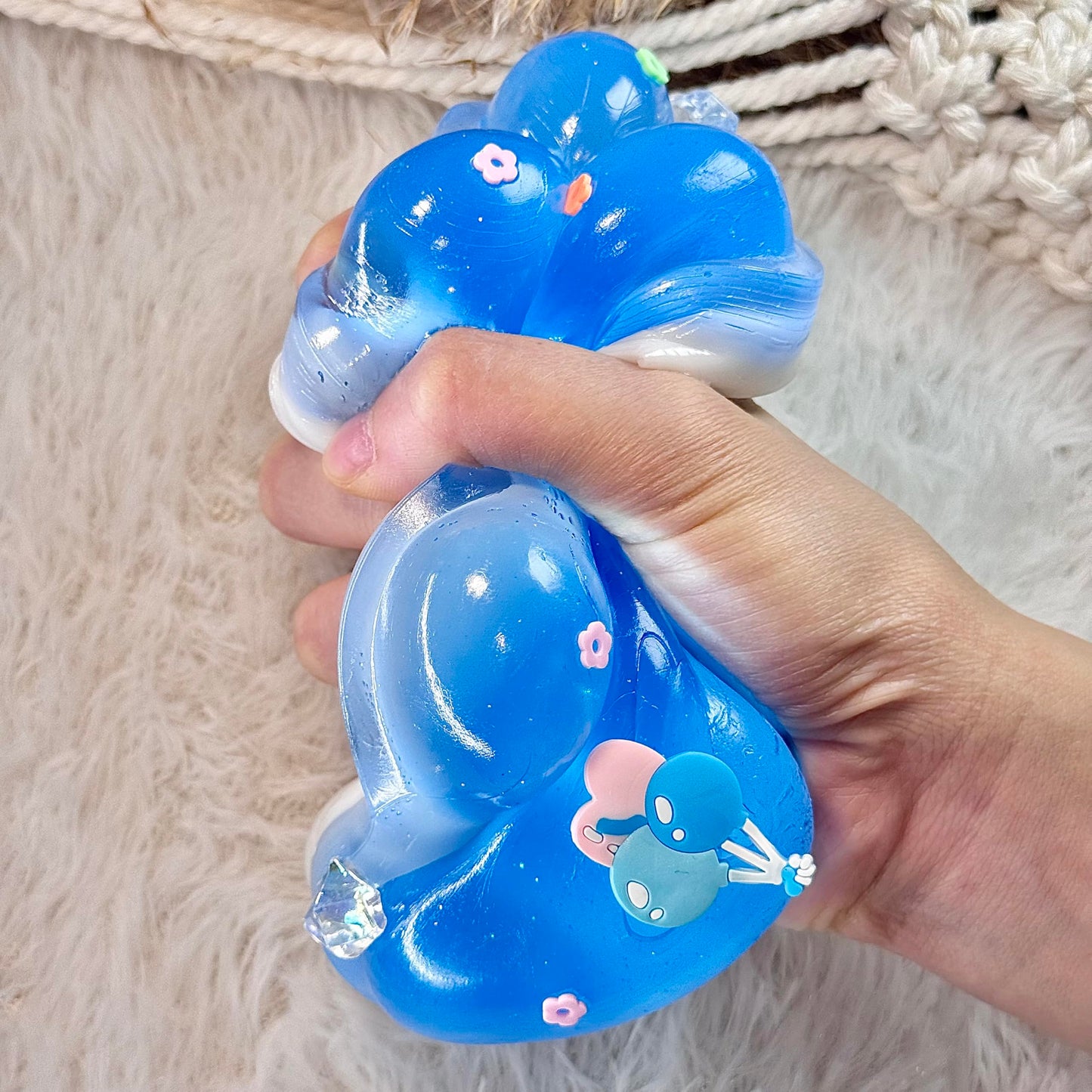 Pawfect Tail Big Taba Squishy Paw – 5-Inch Glittering Blue & White Squeeze Toy