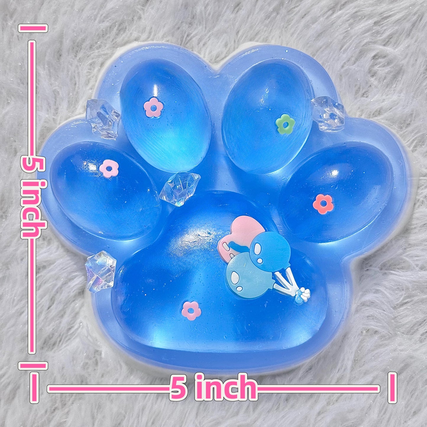 Pawfect Tail Big Taba Squishy Paw – 5-Inch Glittering Blue & White Squeeze Toy