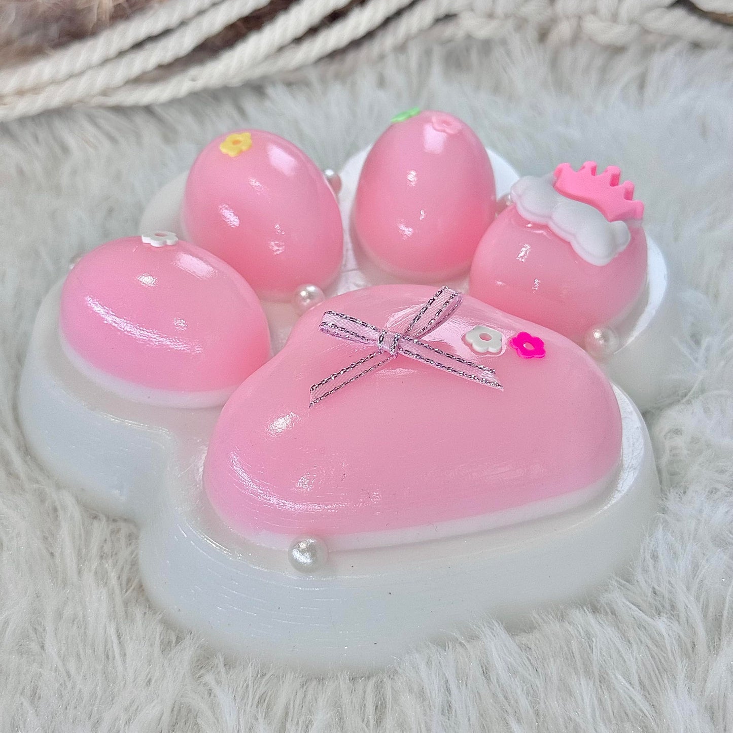 Pawfect Tail Big Taba Squishy Paw – 5-Inch Pink & White Squeeze Toy