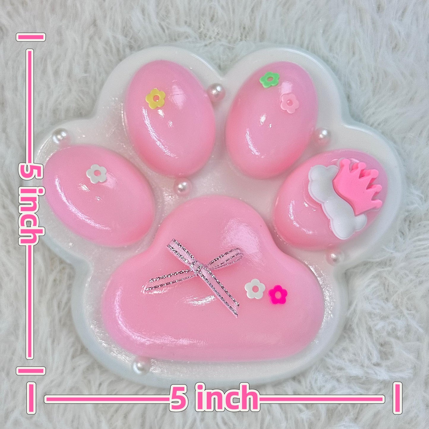 Pawfect Tail Big Taba Squishy Paw – 5-Inch Pink & White Squeeze Toy