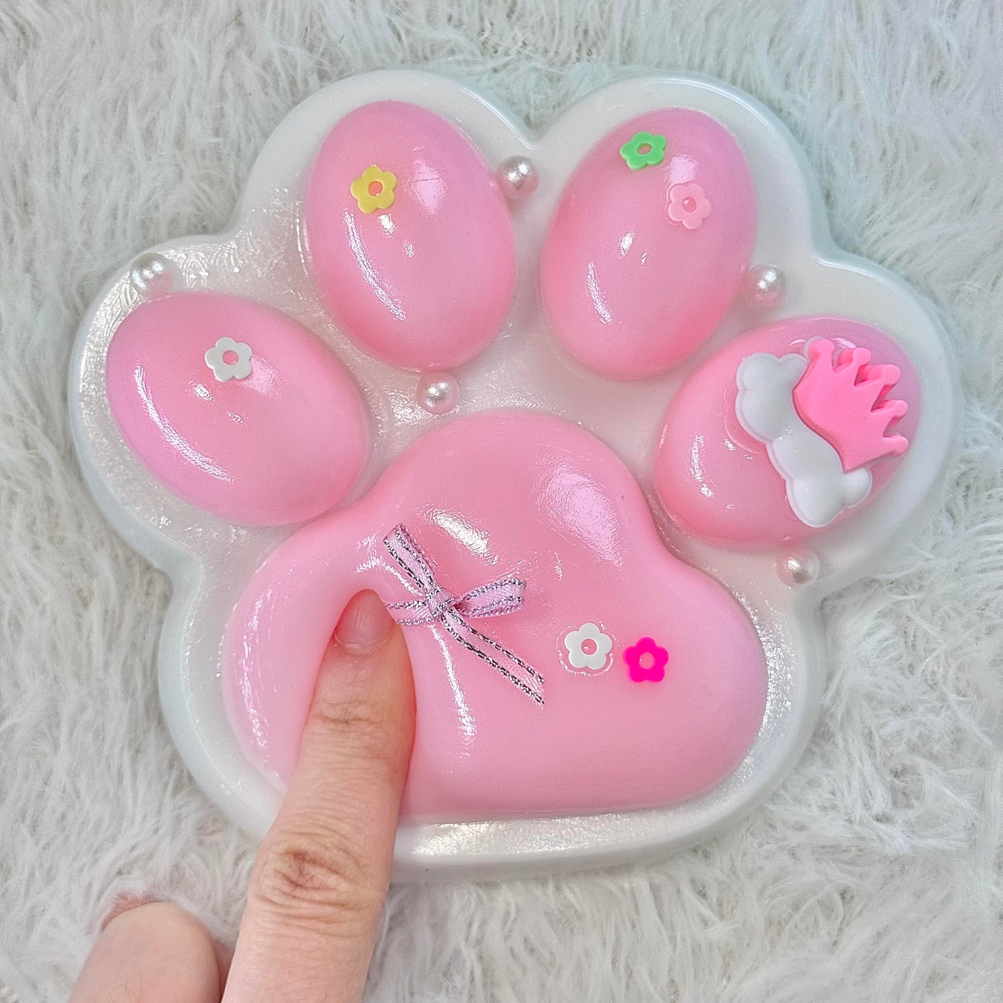 Pawfect Tail Big Taba Squishy Paw – 5-Inch Pink & White Squeeze Toy