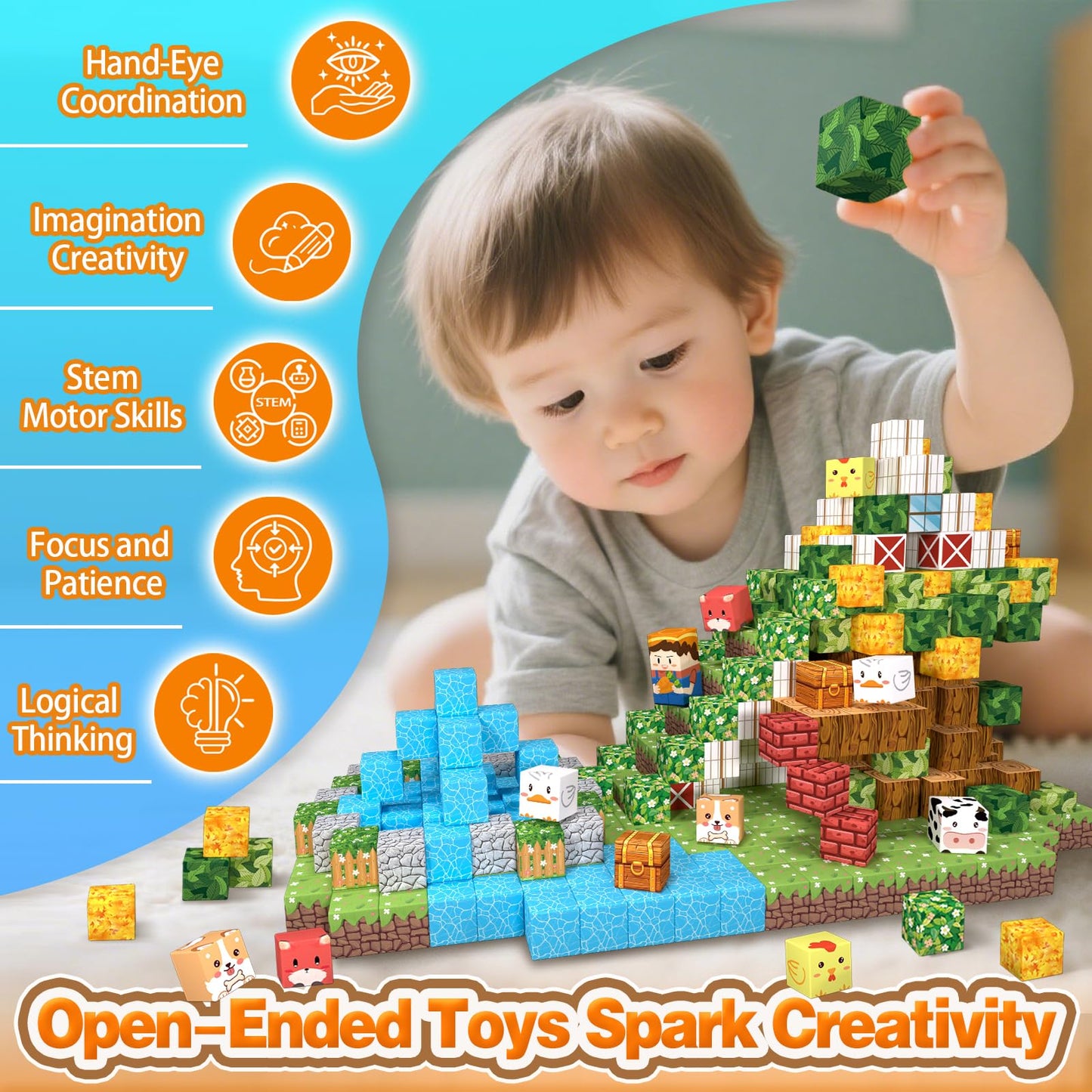 Payleeg Magnetic Blocks | Forest Animals World Set – STEM Montessori Toy for Ages 3-12