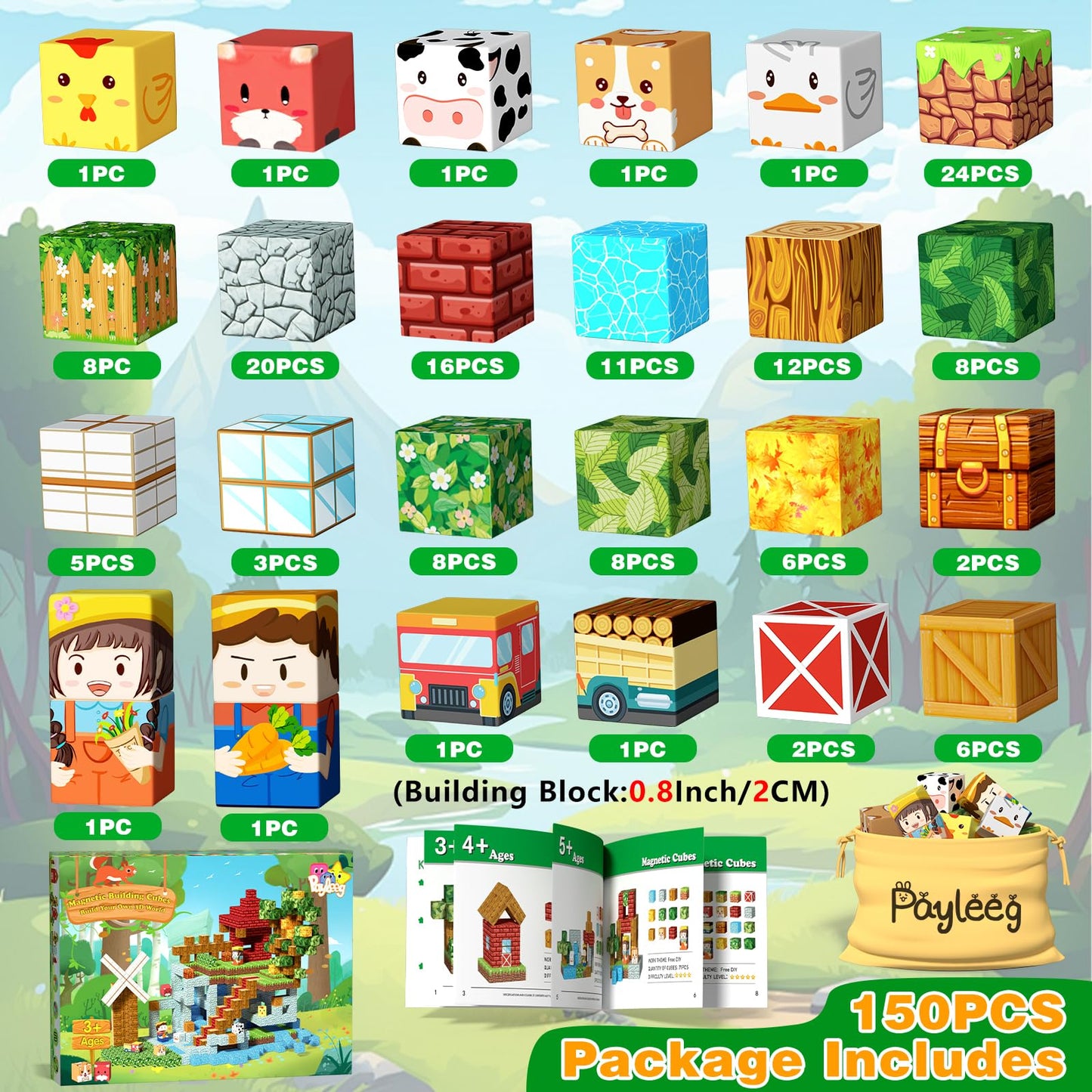 Payleeg Magnetic Blocks | Forest Animals World Set – STEM Montessori Toy for Ages 3-12
