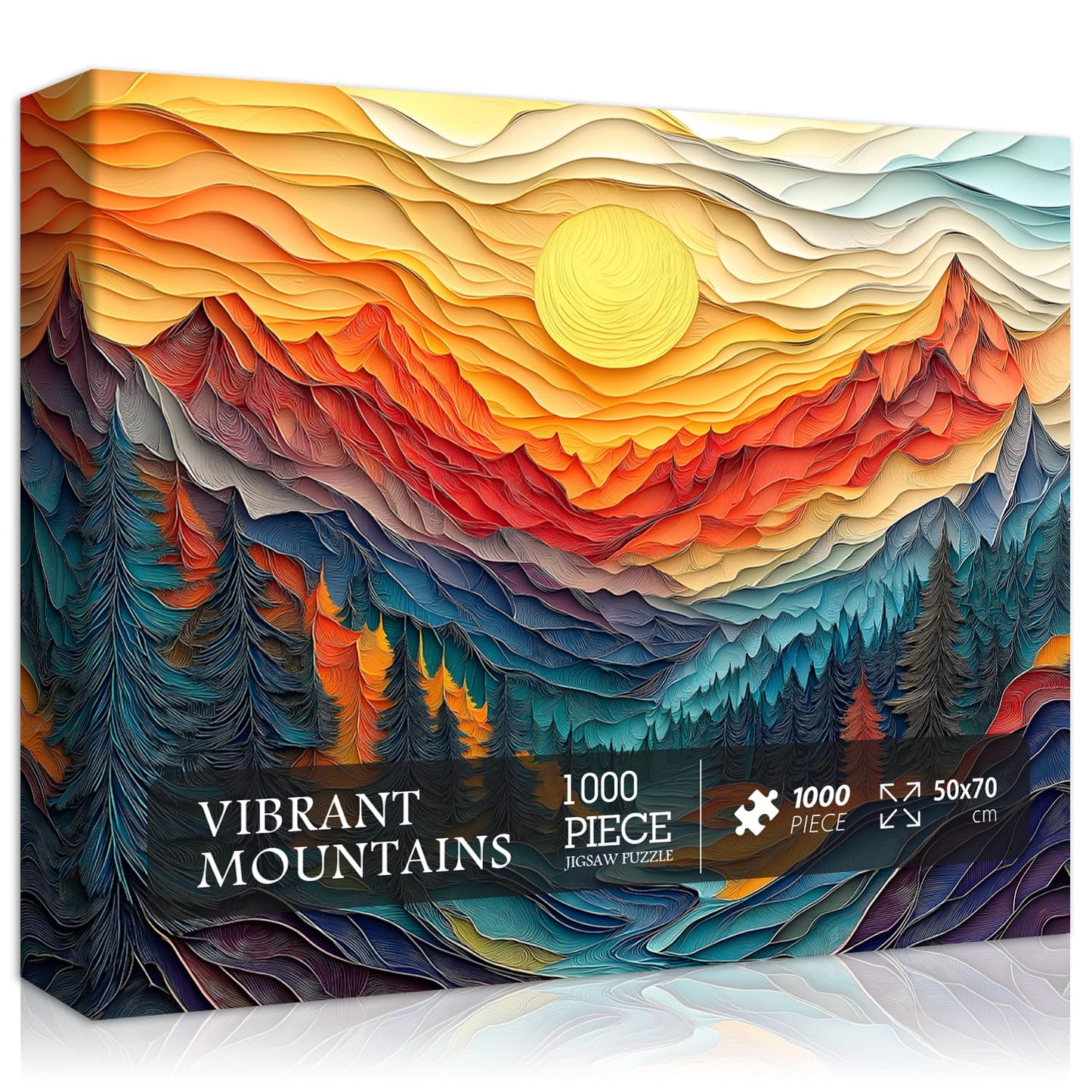 Pazzocenter Mountain Puzzles for Adults – 1000 Pieces, Colorful Forest River Sunset Landscape Jigsaw