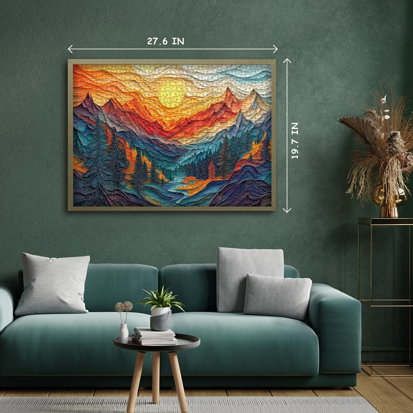 Pazzocenter Mountain Puzzles for Adults – 1000 Pieces, Colorful Forest River Sunset Landscape Jigsaw