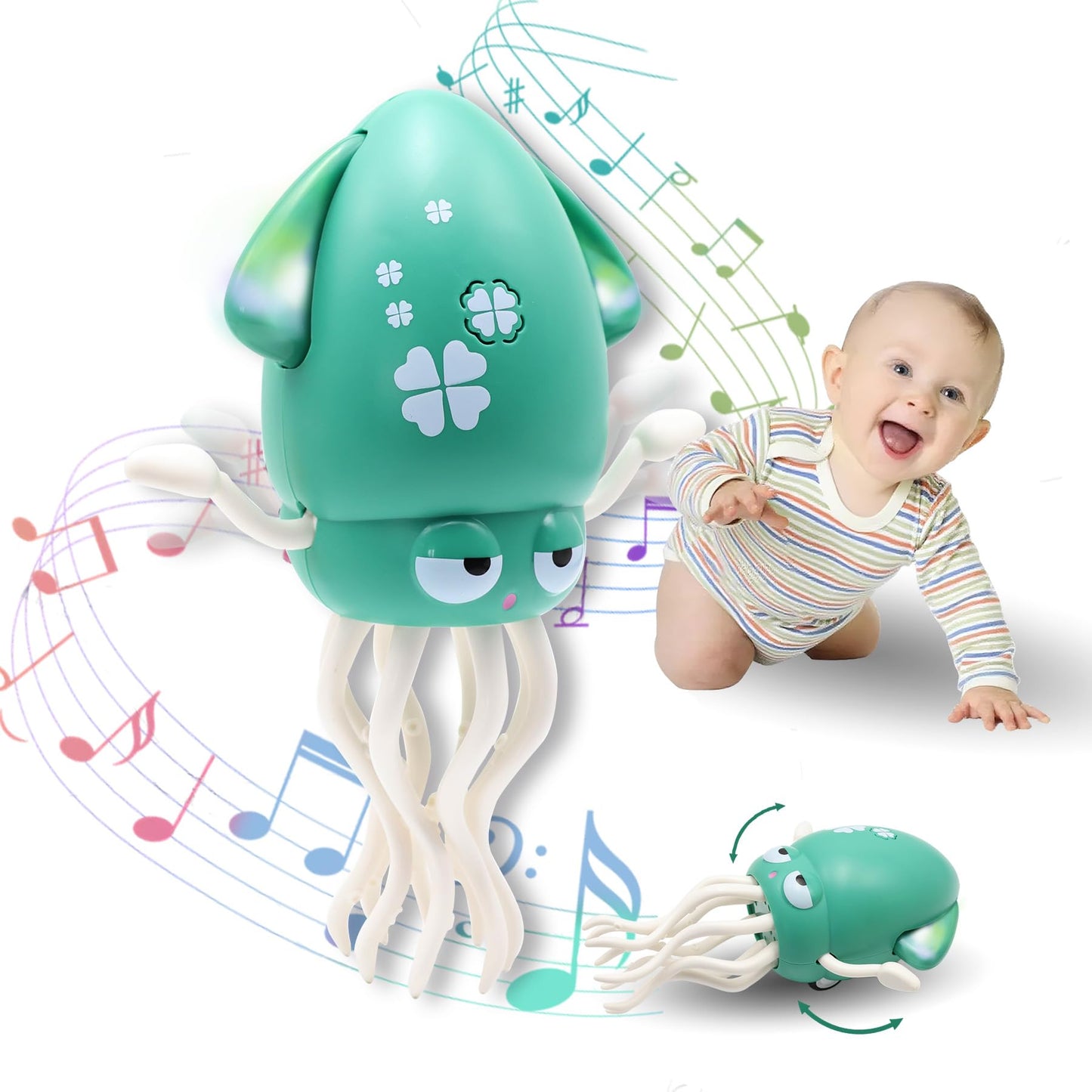 Pbooo Dancing Octopus Toy with LED Lights – Tummy Time & Crawling Fun
