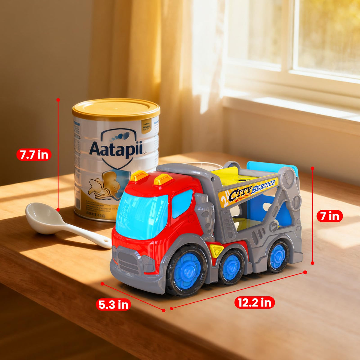 P&C 12.2-Inch Toddler Car Carrier Truck Toy – 6-in-1 Carrier with Lights & Sounds