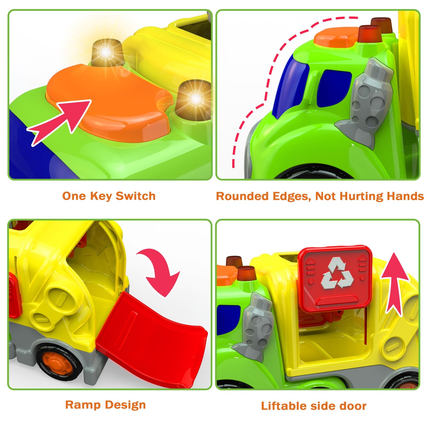 P&C 7.5-Inch Toddler Garbage Truck Toy Set with Lights and Sounds for 18M+ | Safe City Vehicle Play