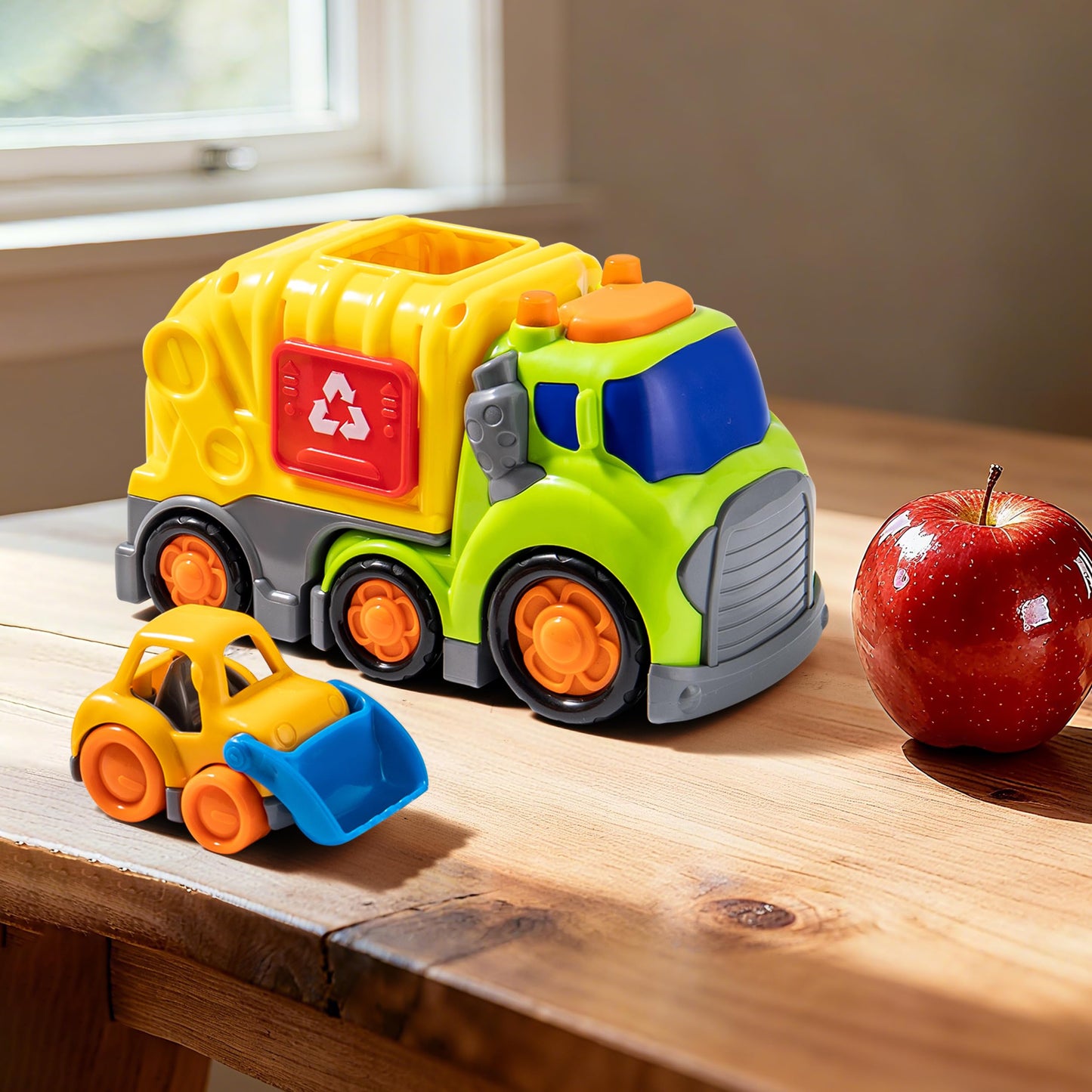 P&C 7.5-Inch Toddler Garbage Truck Toy Set with Lights and Sounds for 18M+ | Safe City Vehicle Play