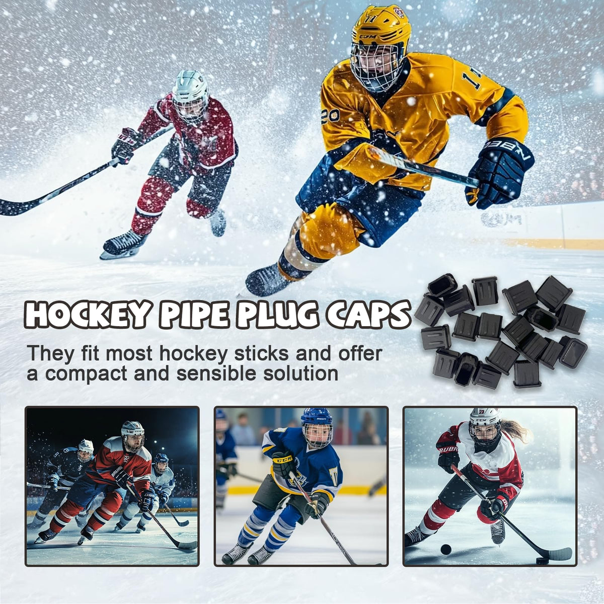 Pcmursal 10 Pieces Hockey Stick End Plugs – Large Butt End Caps for Durable Protection