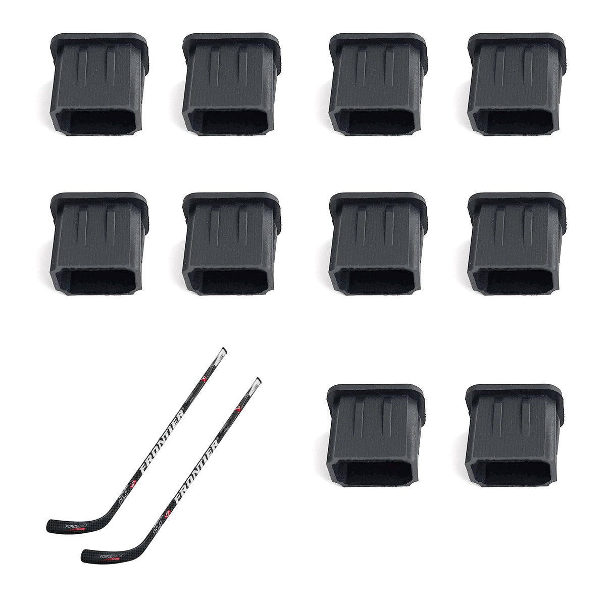 Pcmursal 10-Piece Hockey Stick End Plugs – Small Butt End Caps, Tool-Free Fit