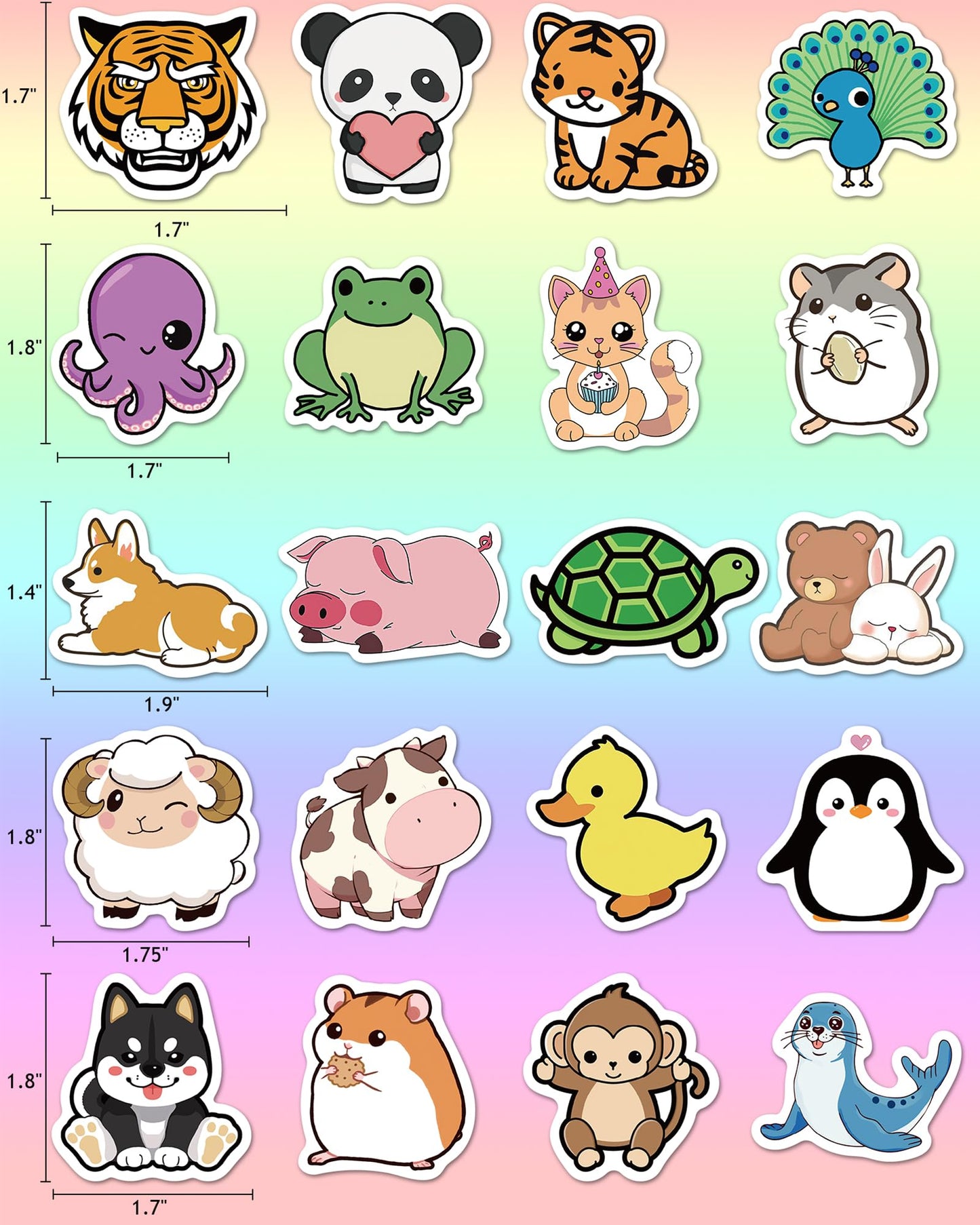 pcnearty 100 Pcs Animal Stickers for Kids – Waterproof Vinyl Pack for Water Bottles & Laptops