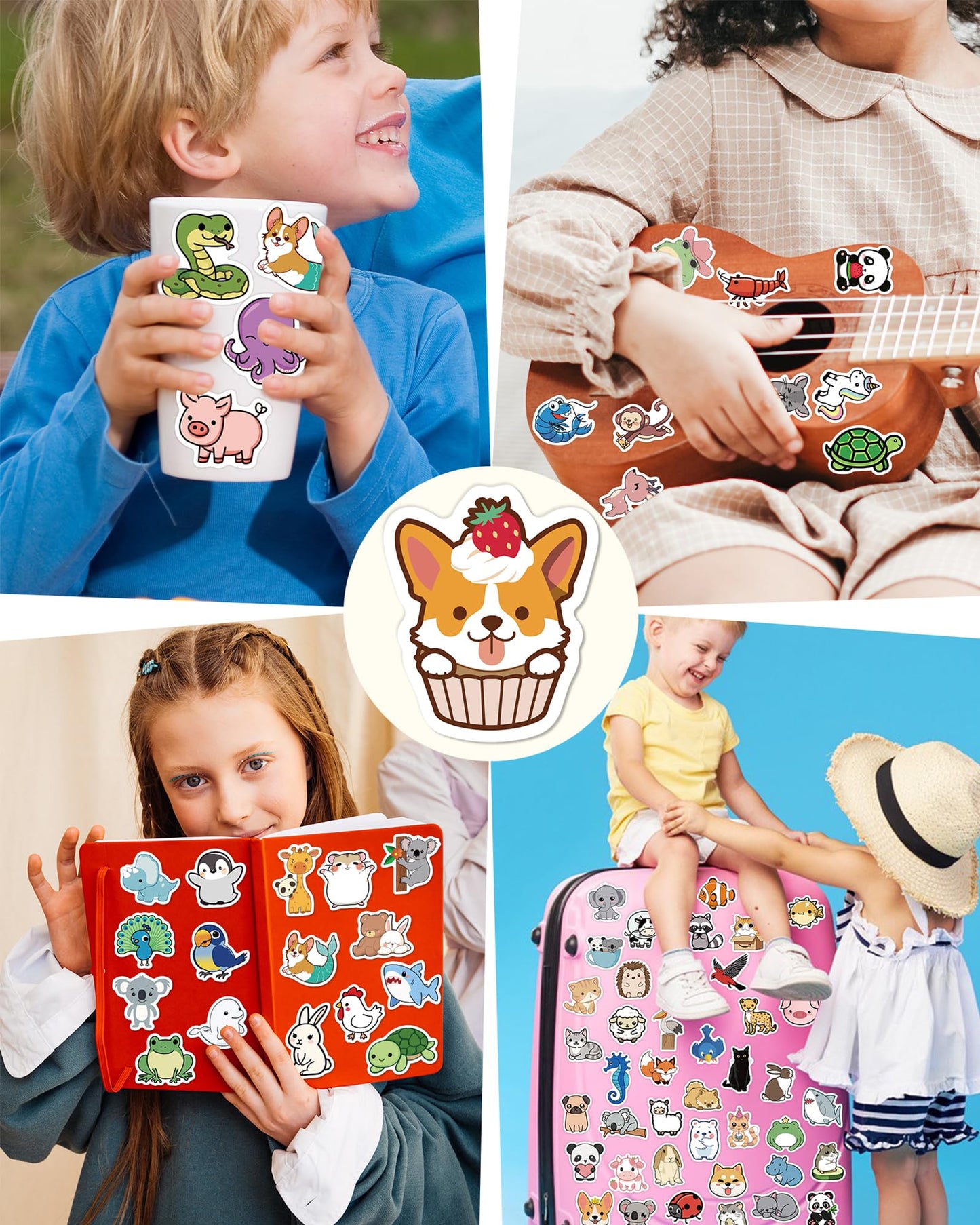 pcnearty 100 Pcs Animal Stickers for Kids – Waterproof Vinyl Pack for Water Bottles & Laptops