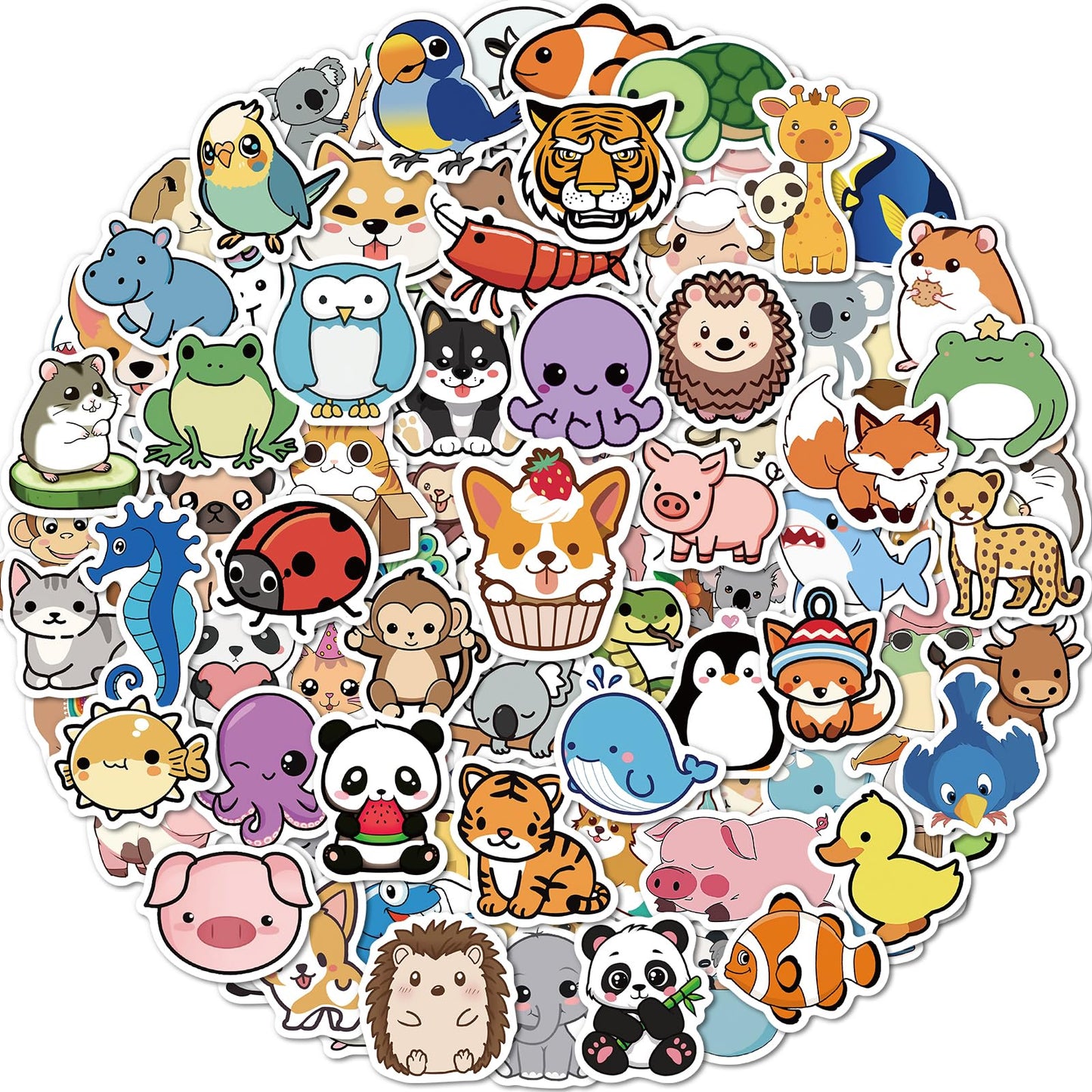 pcnearty 100 Pcs Animal Stickers for Kids – Waterproof Vinyl Pack for Water Bottles & Laptops