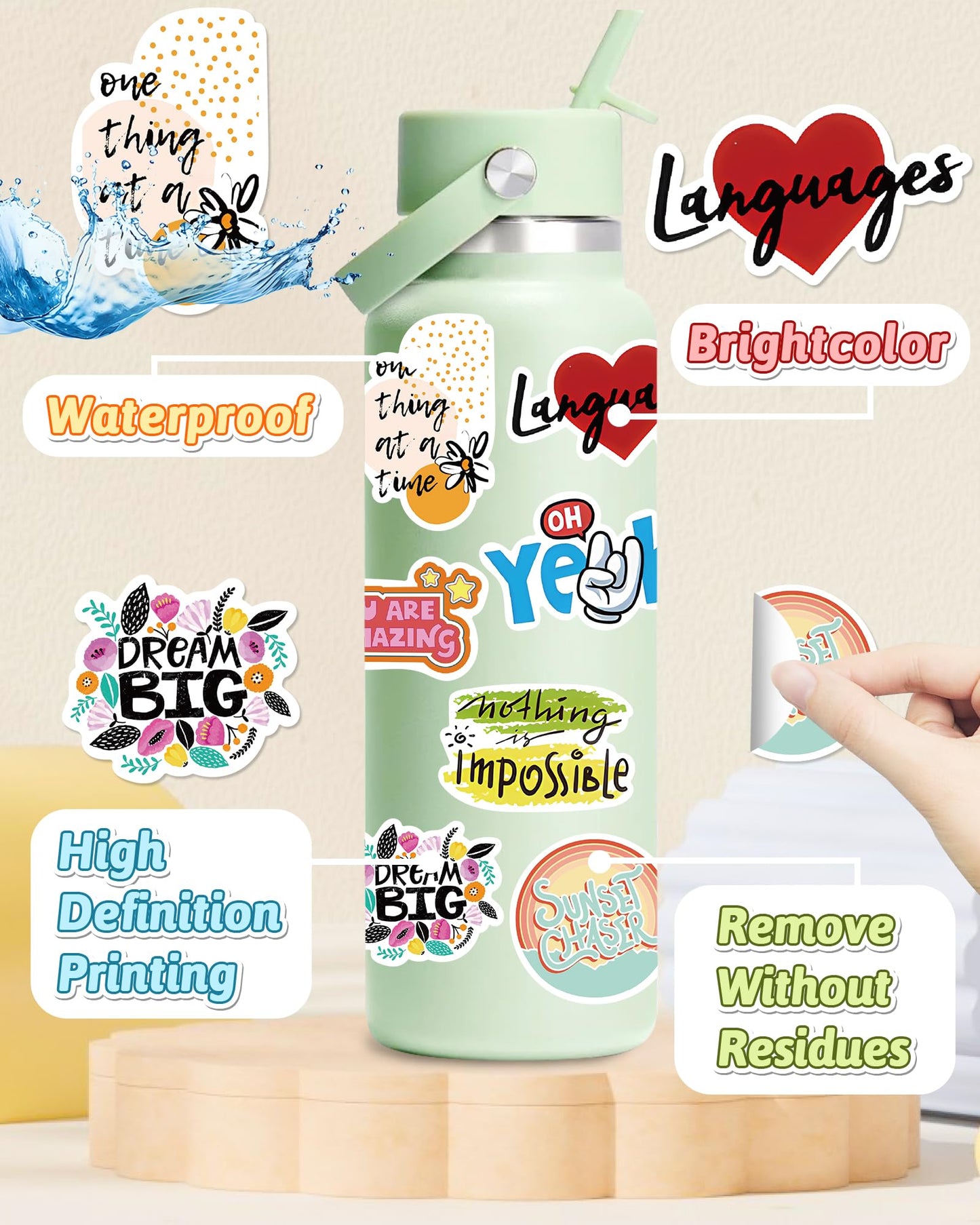 pcnearty 300 Pcs Cute Kids Stickers – Waterproof Vinyl Pack for Bottles & Laptops