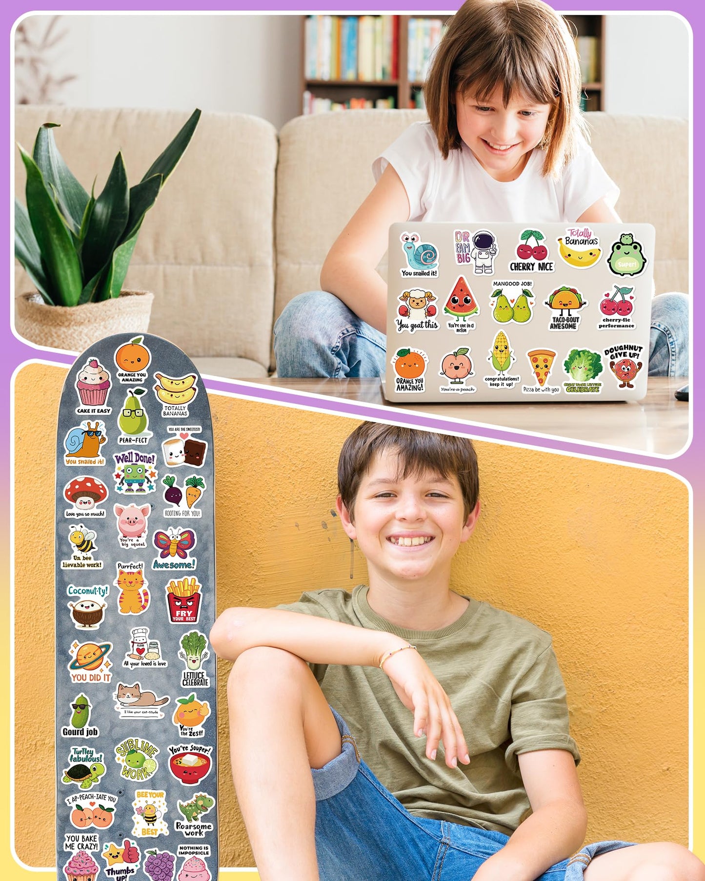 pcnearty 100 Pcs Cute Kids Stickers – Waterproof Vinyl Pack for Water Bottles & Laptops