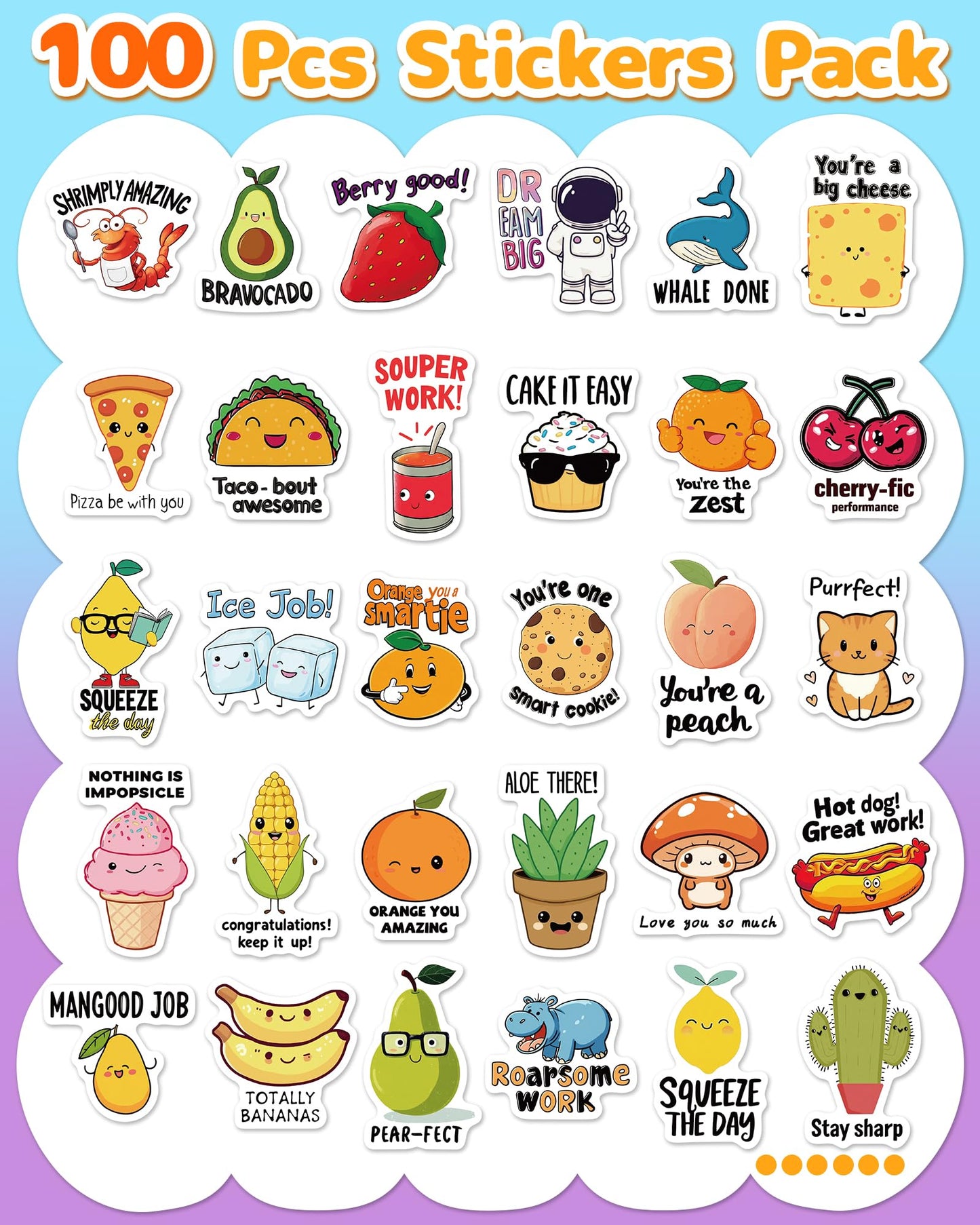 pcnearty 100 Pcs Cute Kids Stickers – Waterproof Vinyl Pack for Water Bottles & Laptops